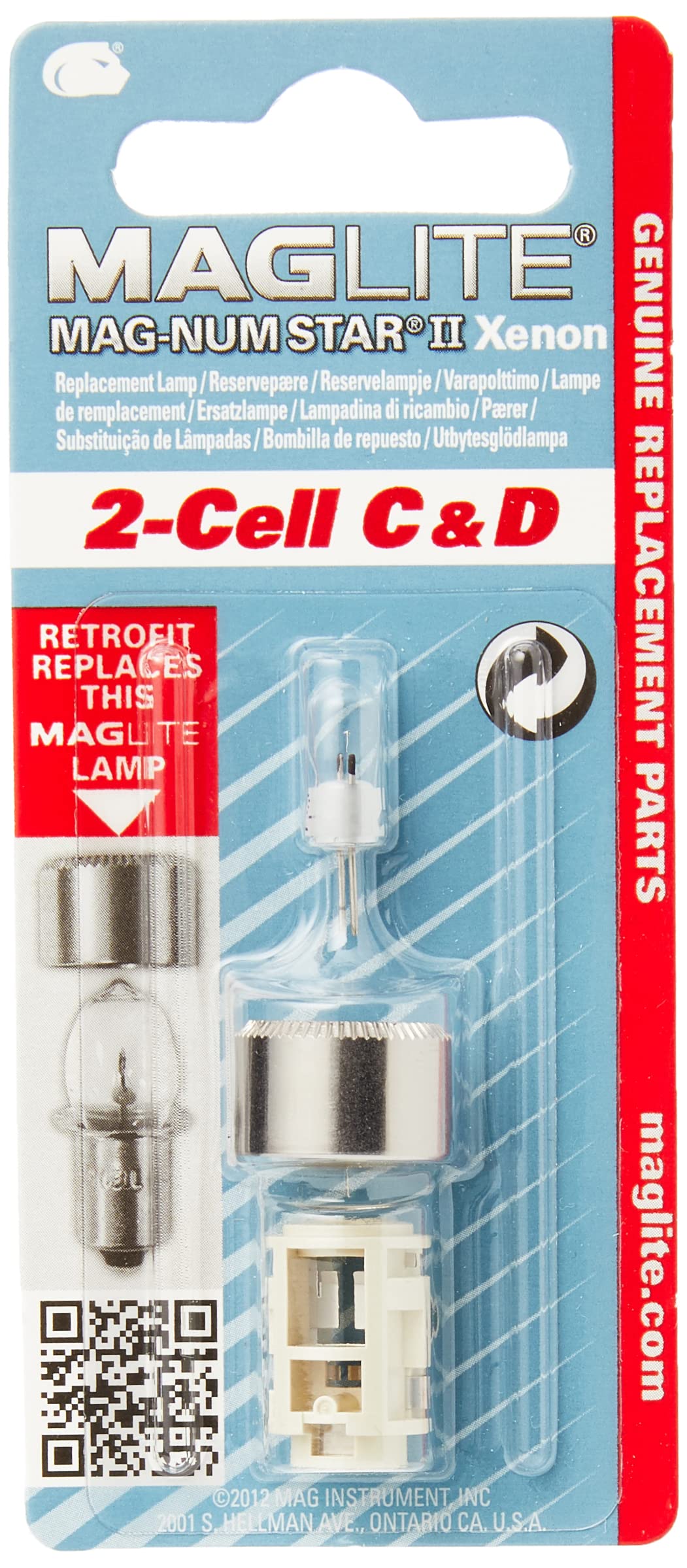 Maglite Xenon, 2 Cell C And D Replacement Lamp