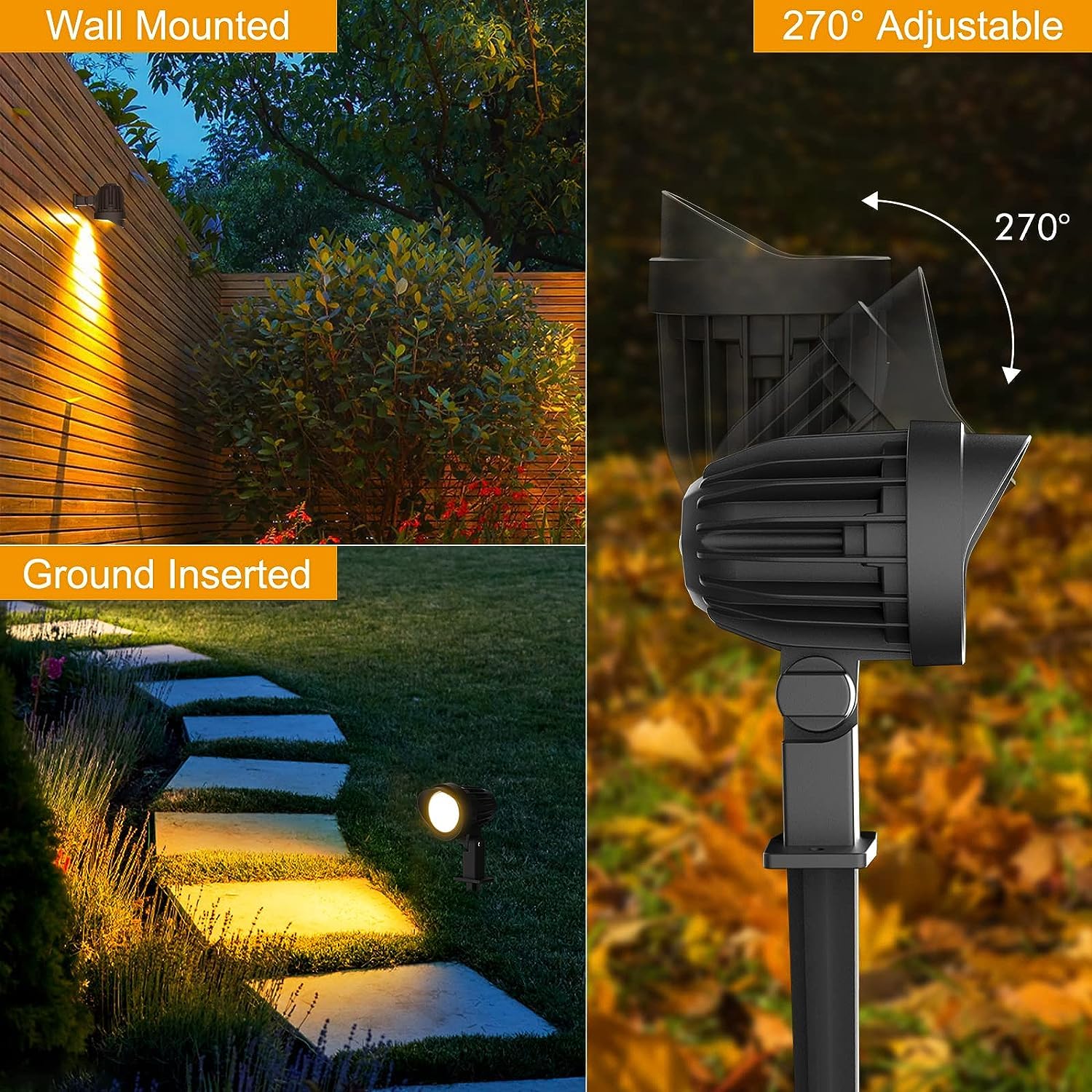 MEIKEE LED Landscape Lights 800LM DC12V IP66 Waterproof 4 Pack Warm White Aluminum