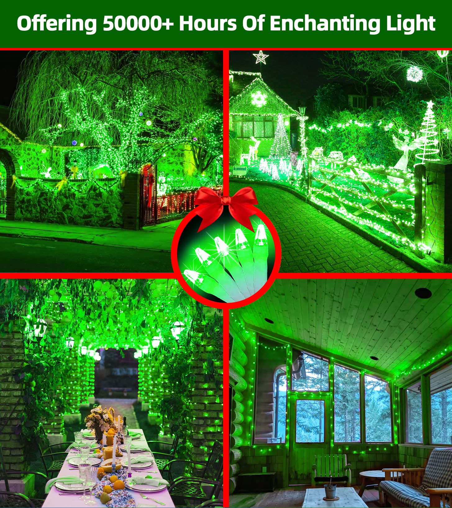Quhuatu 750 Led Chrstmas Lights  240Ft Outdoor Christmas String Lights With 12 Modes  Green Led String Lights With Timer Dimmable Waterproof For Tree Fence Garden Xmas Wedding Party Decor Green