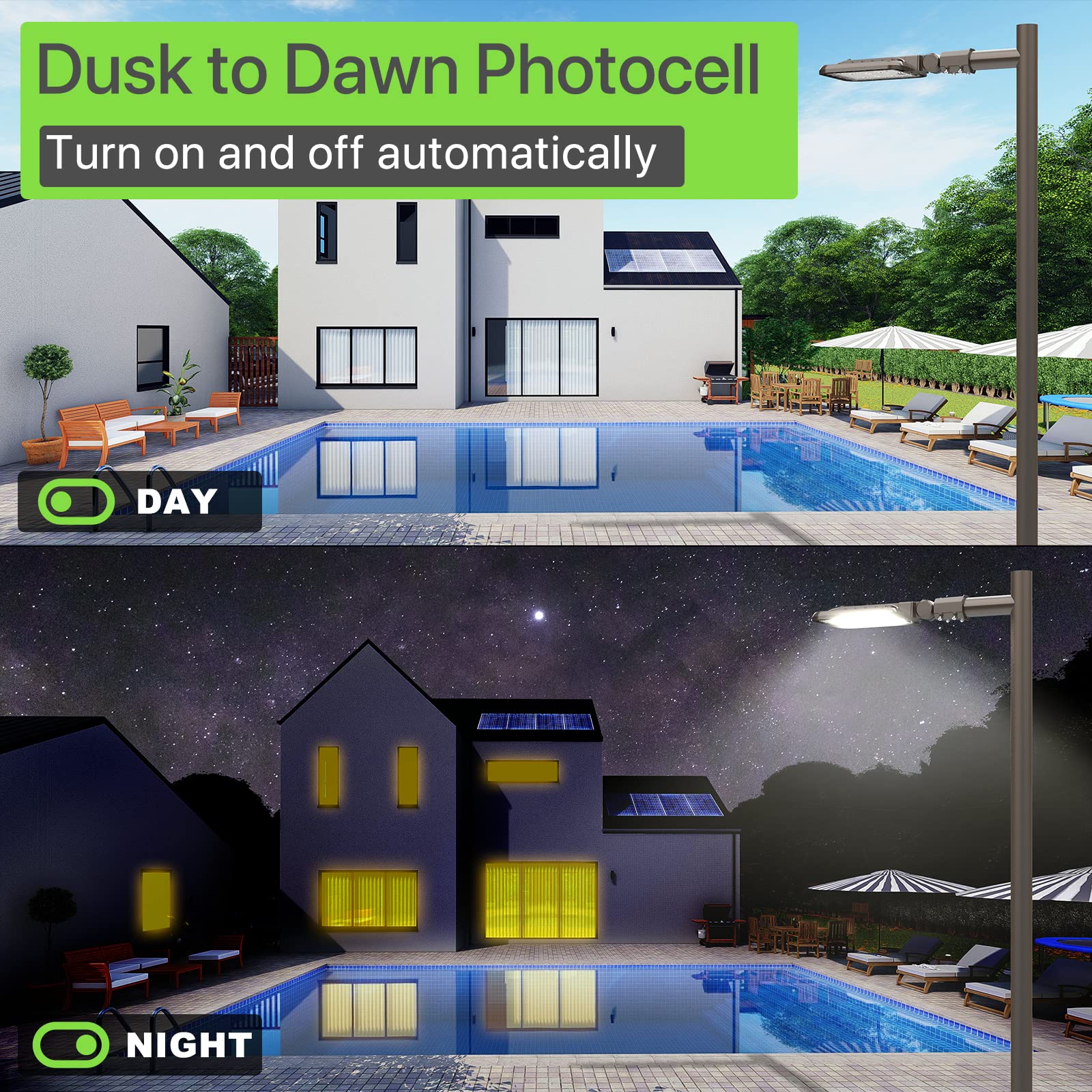 Glitgate 150W Parking Lot Light, 22500Lm 5000K Adjustable Slip Fitter Mount Street Light With Dusk To Dawn Photocell, 100-277V Ip65 Waterproof Led Shoebox Light For Yard, Roadway