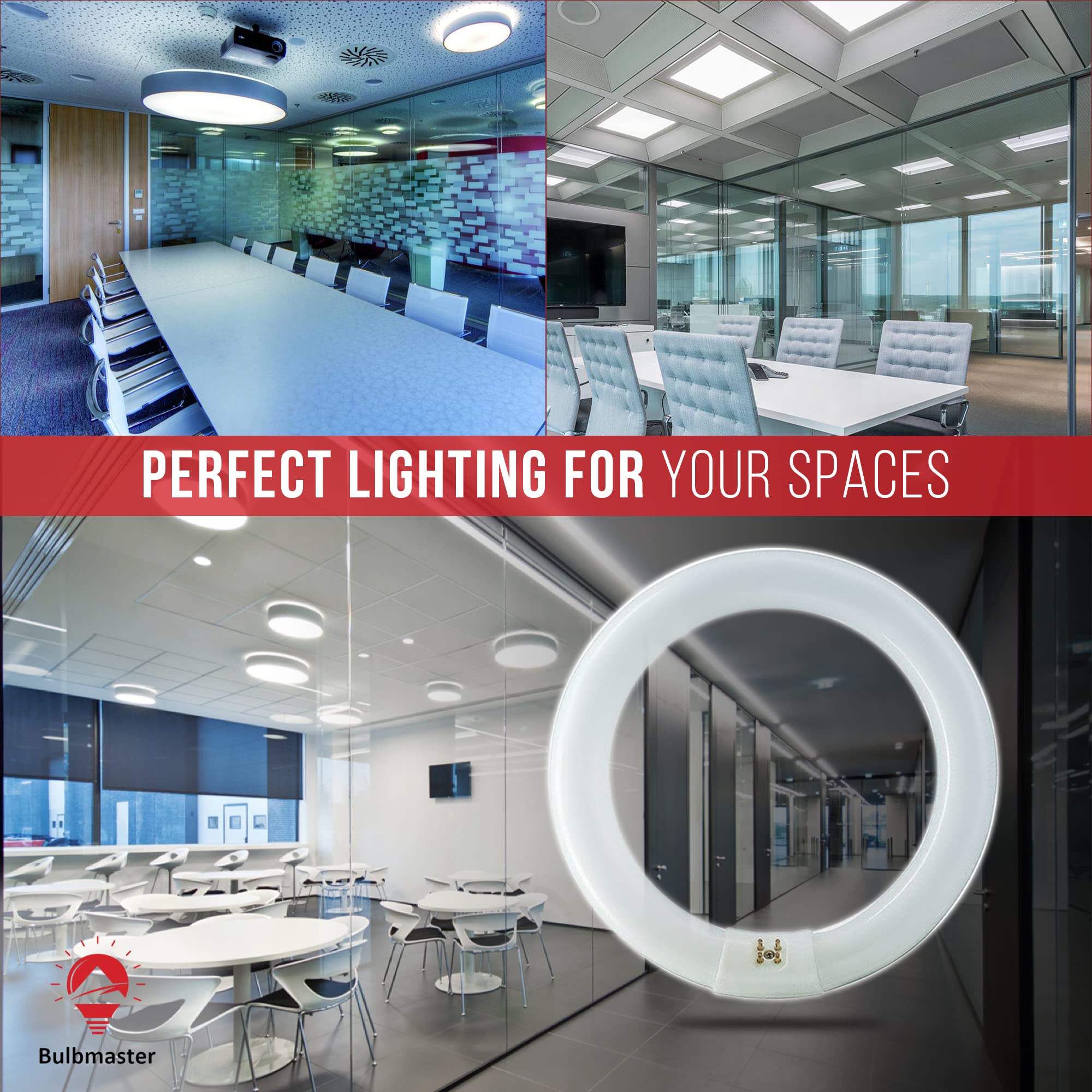 BULBMASTER FC12T9 32W 12 Inch Round T9 Fluorescent Circular Light Bulb, Daylight 6500K, G10Q 4-Pin Base,