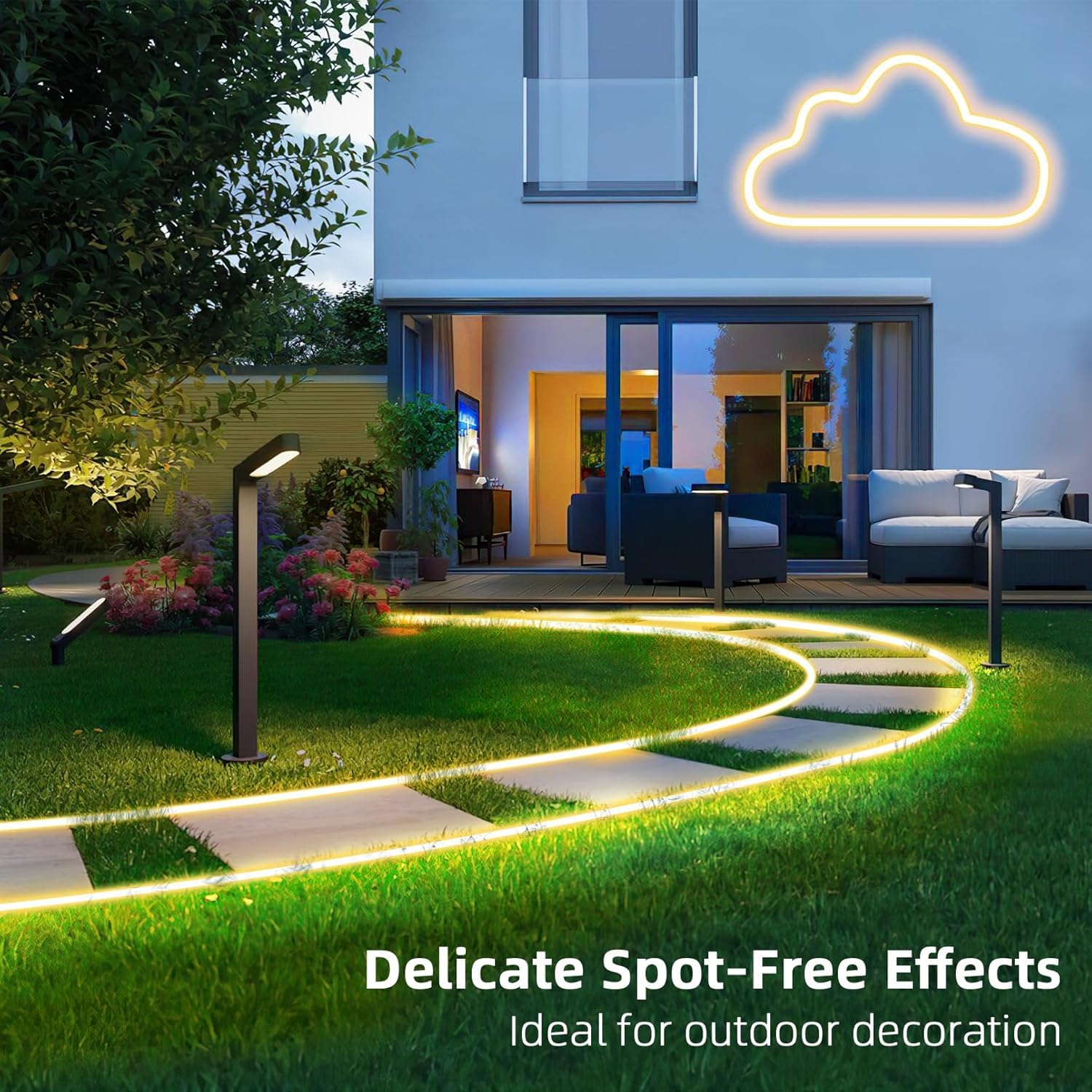 Lamomo LED Neon Rope Light 32.8Ft, Warm White Silicone Strip, 3000K Waterproof, Model SRX-WW-10MUS, Indoor Outdoor Decor