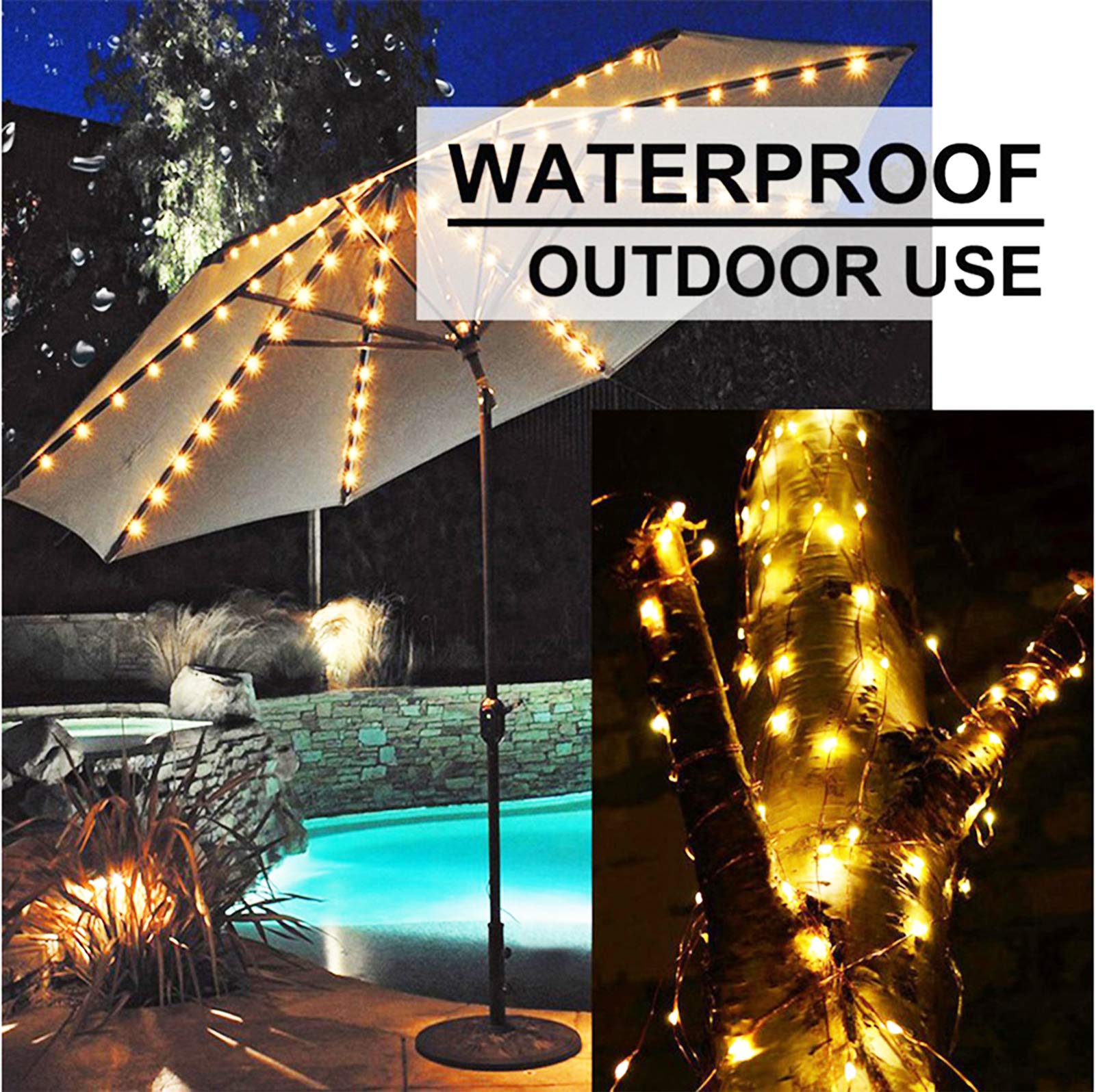 2 Pack 220 Led Firefly Bunch Lights Battery Operated, 8 Flashing Modes Waterproof Copper Wire Waterfall Lights, Remote Controlle
