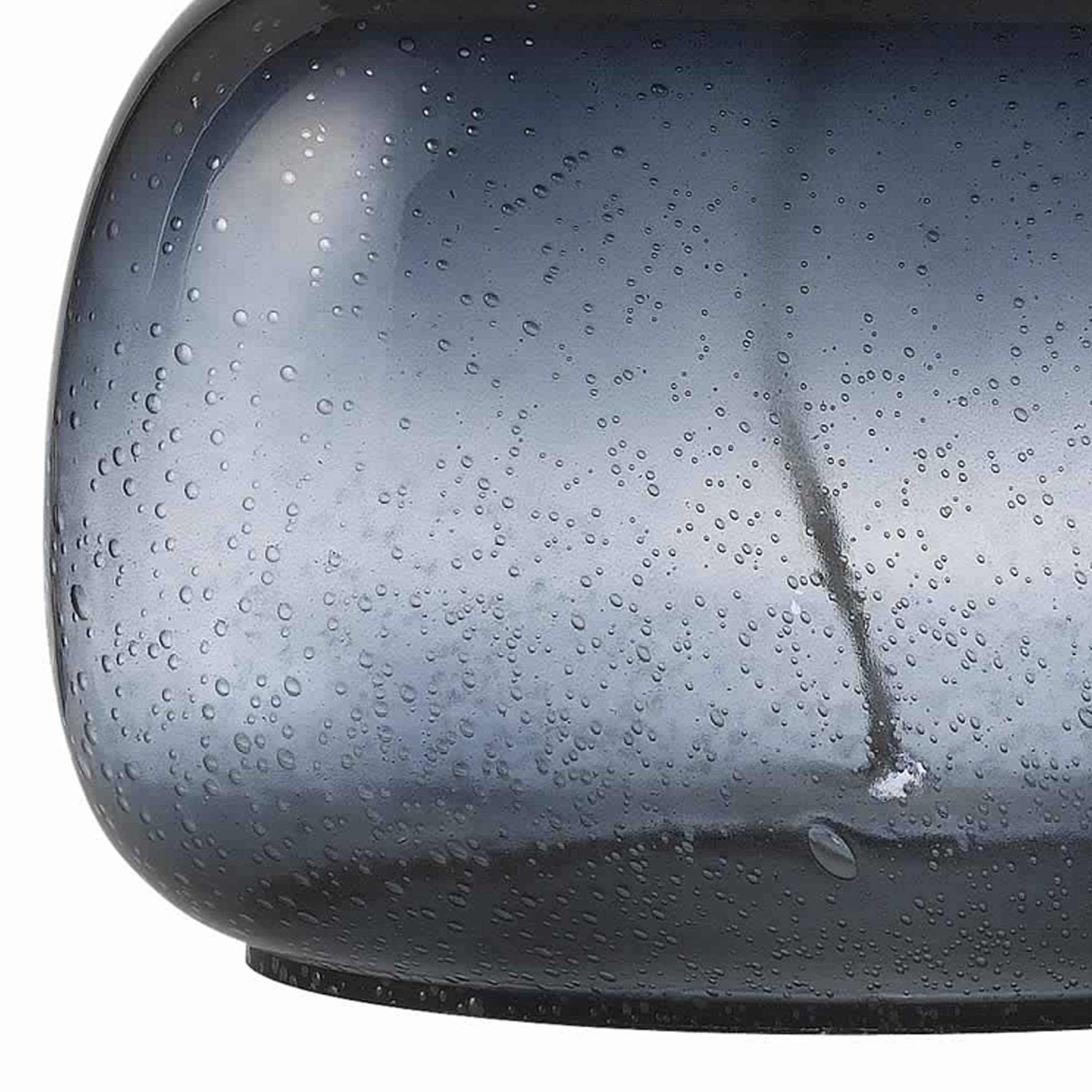 Benzara Glass Table Lamp with Drum Shade, Bubble Design, Model BM223699, Blue and White