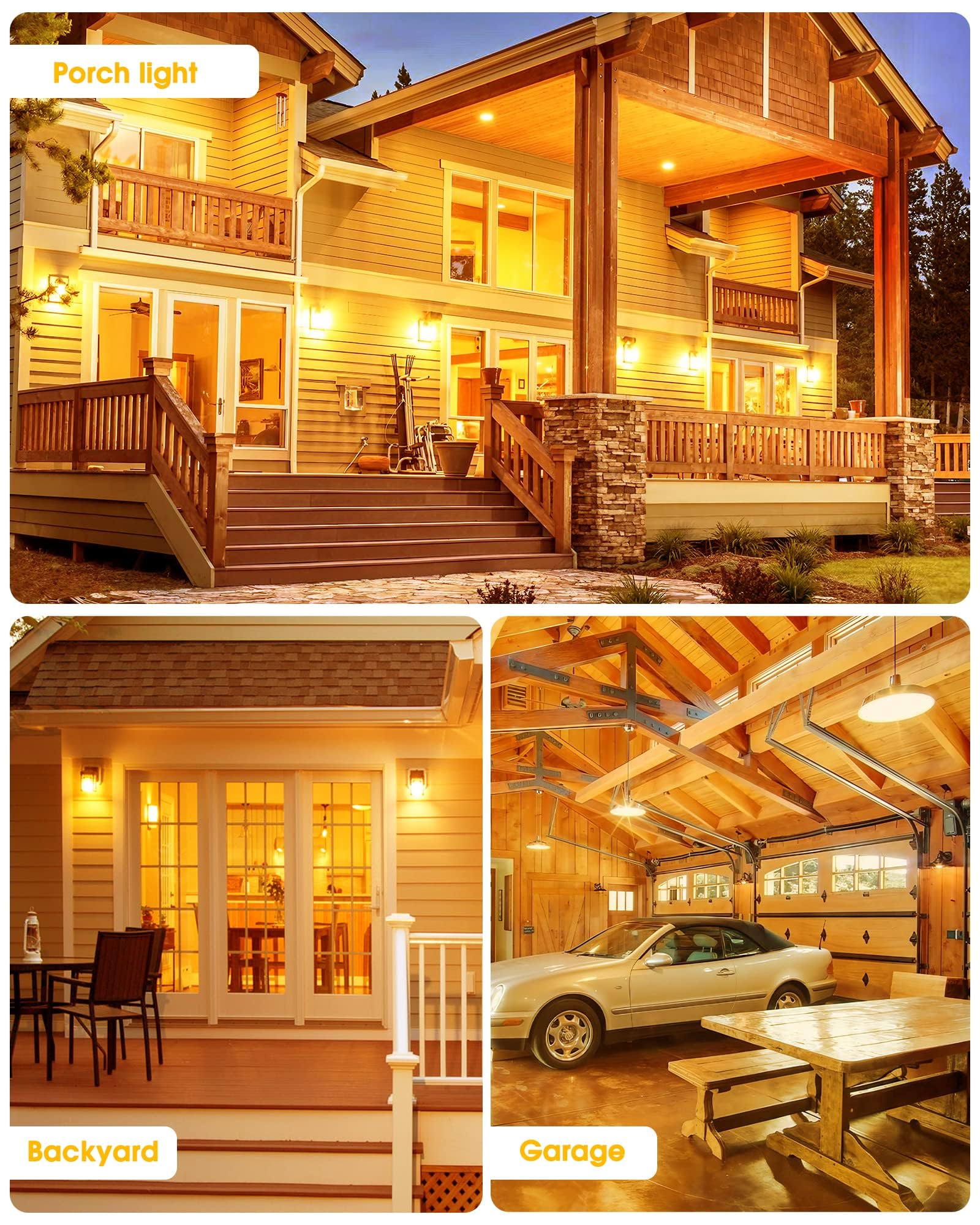 Yellow Bug Light Bulbs Outdoor, 150W Equivalent A19 Yellow Bug Lights For Outside, 13W High Brightness 1800K For Porch Lights, N