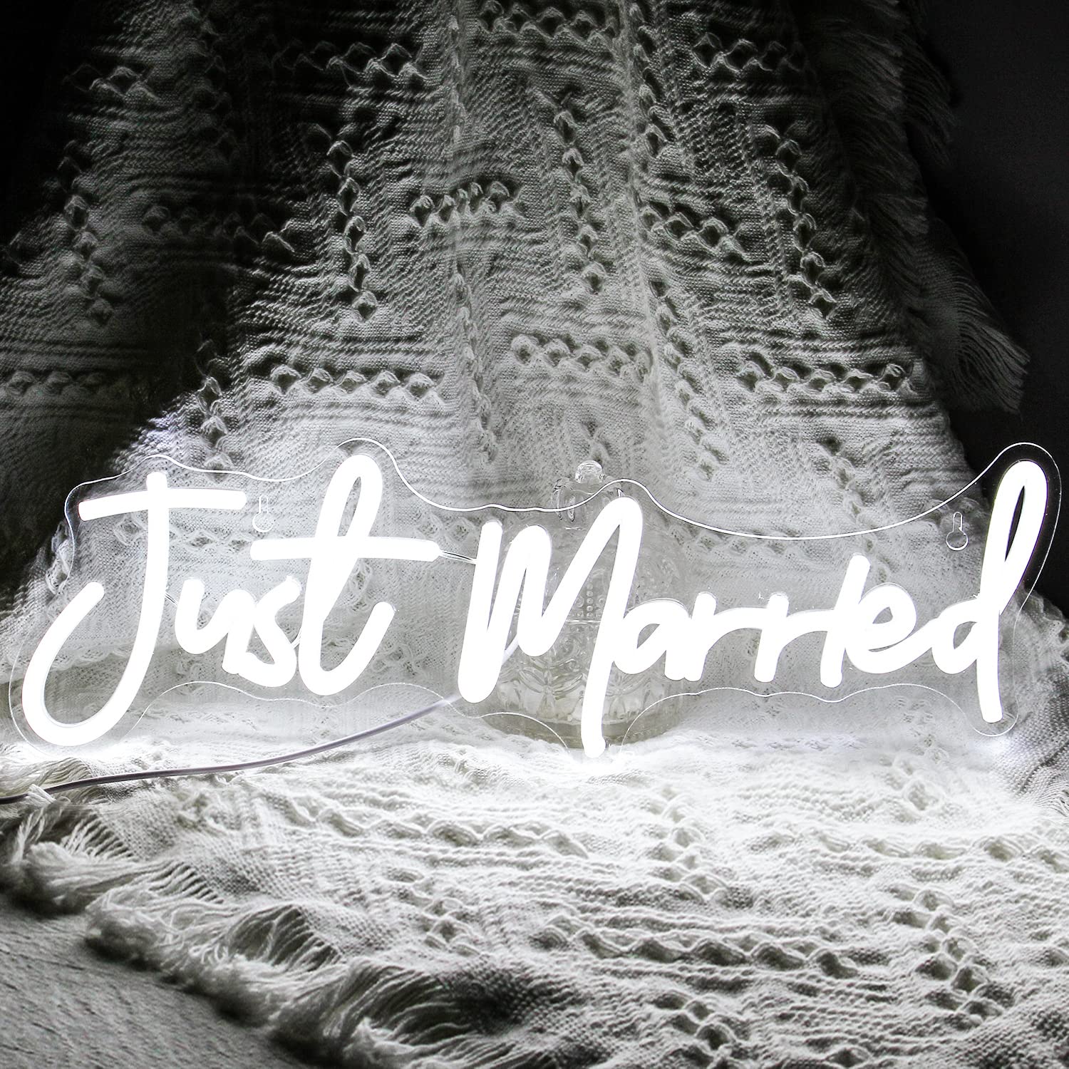 Horseneon Just Married Neon Sign - White LED Wall Decor for Wedding, Proposal, Engagement - Model Just Married-1186
