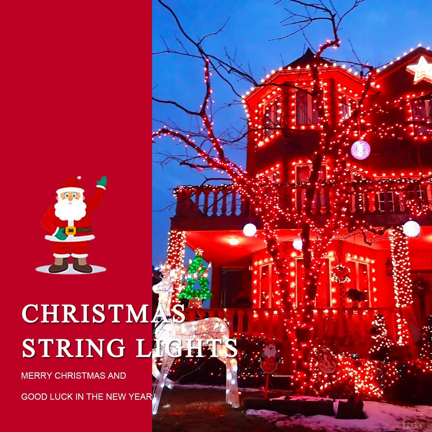 Fullbell Christmas Decorations Red Room Decor Red Lights Red Fairy Lights Red Flower String Lights 100 Led Memorable Extendable Red String Lights Red Led Lights (Red)