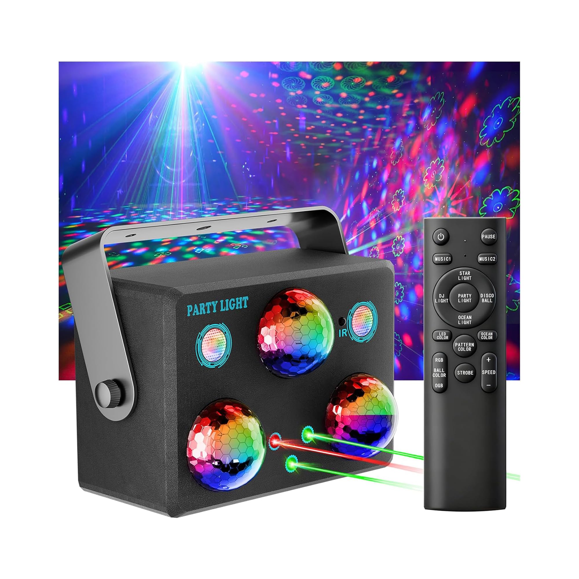 Disco Ball Party Lights,DJ Disco Lights Sound Activated LED Stage Strobe Light Star Ocean Projector with Remote Control for Home