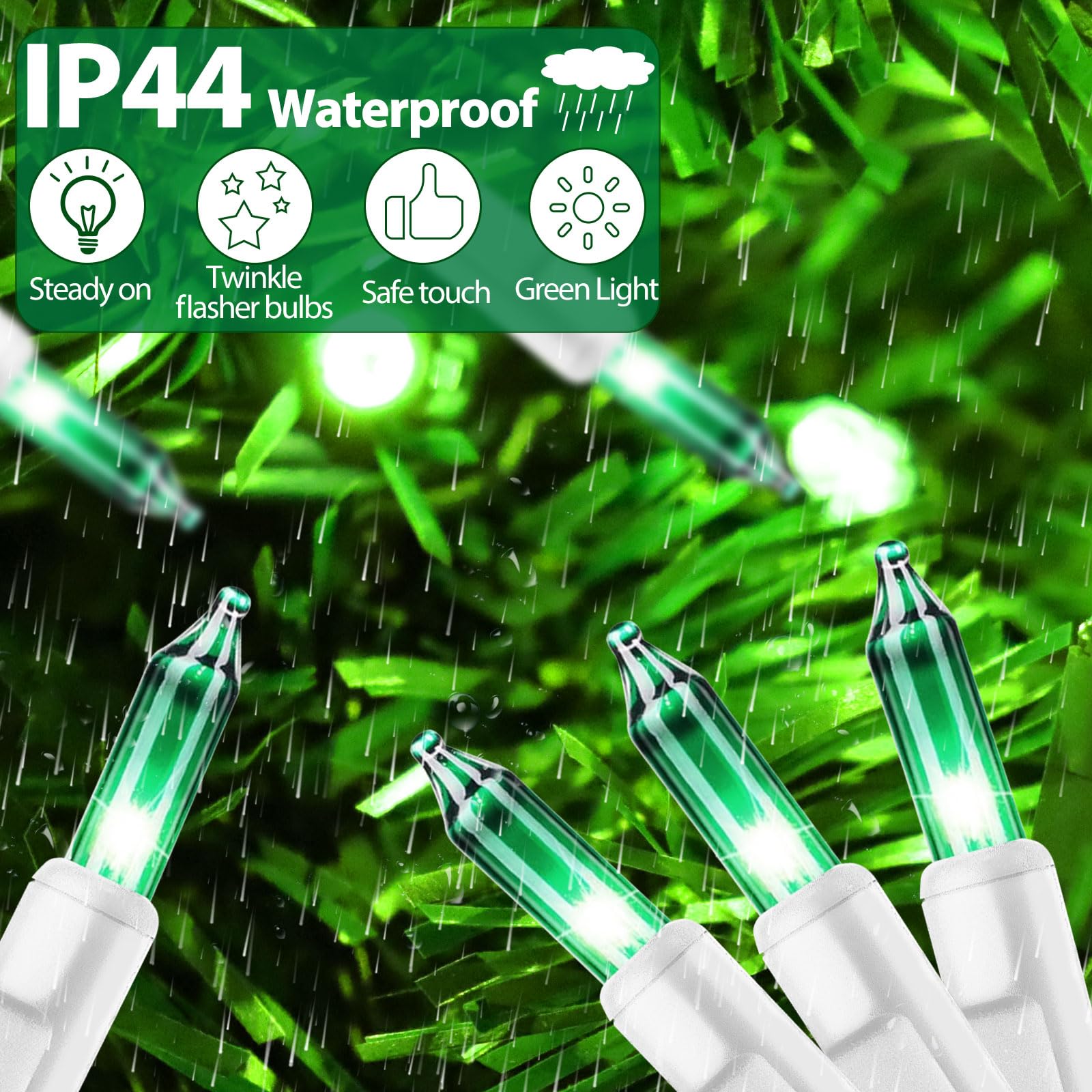 Cxlho St. Patrick'S Day Mini String Lights Green Christmas Lights, 50Ft 200 Incandescent Bulbs Green Lights With White Wire For