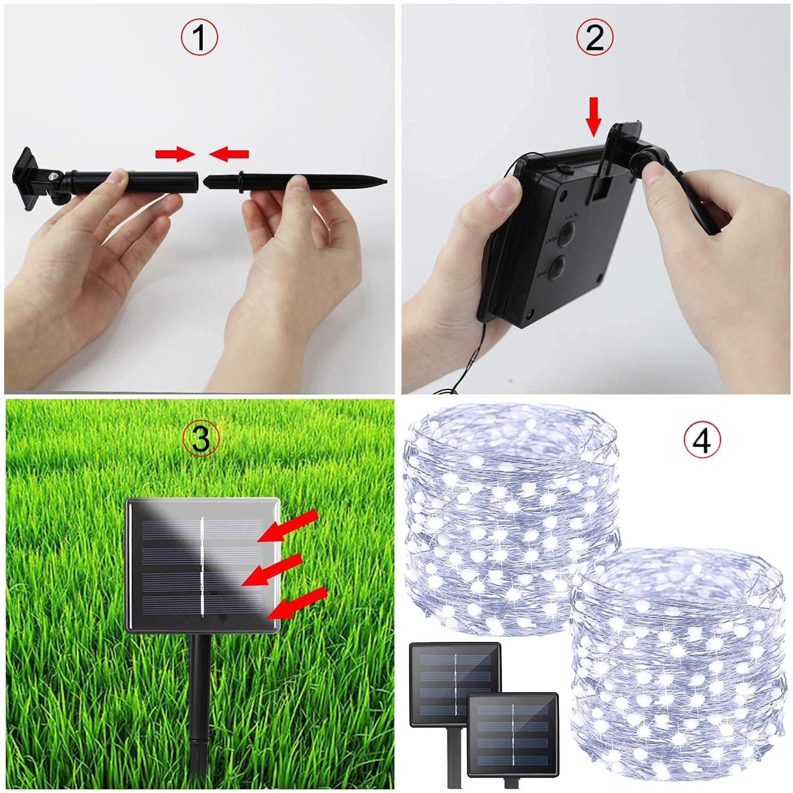 Solar Christmas String Lights Outside, 3 Pack Total 120Ft 300 Led Solar Garden Twinkle Lights Outdoor, Waterproof With 8 Modes Solar Fairy Lights For Patio Party Wedding Christmas Decor (Cool White)