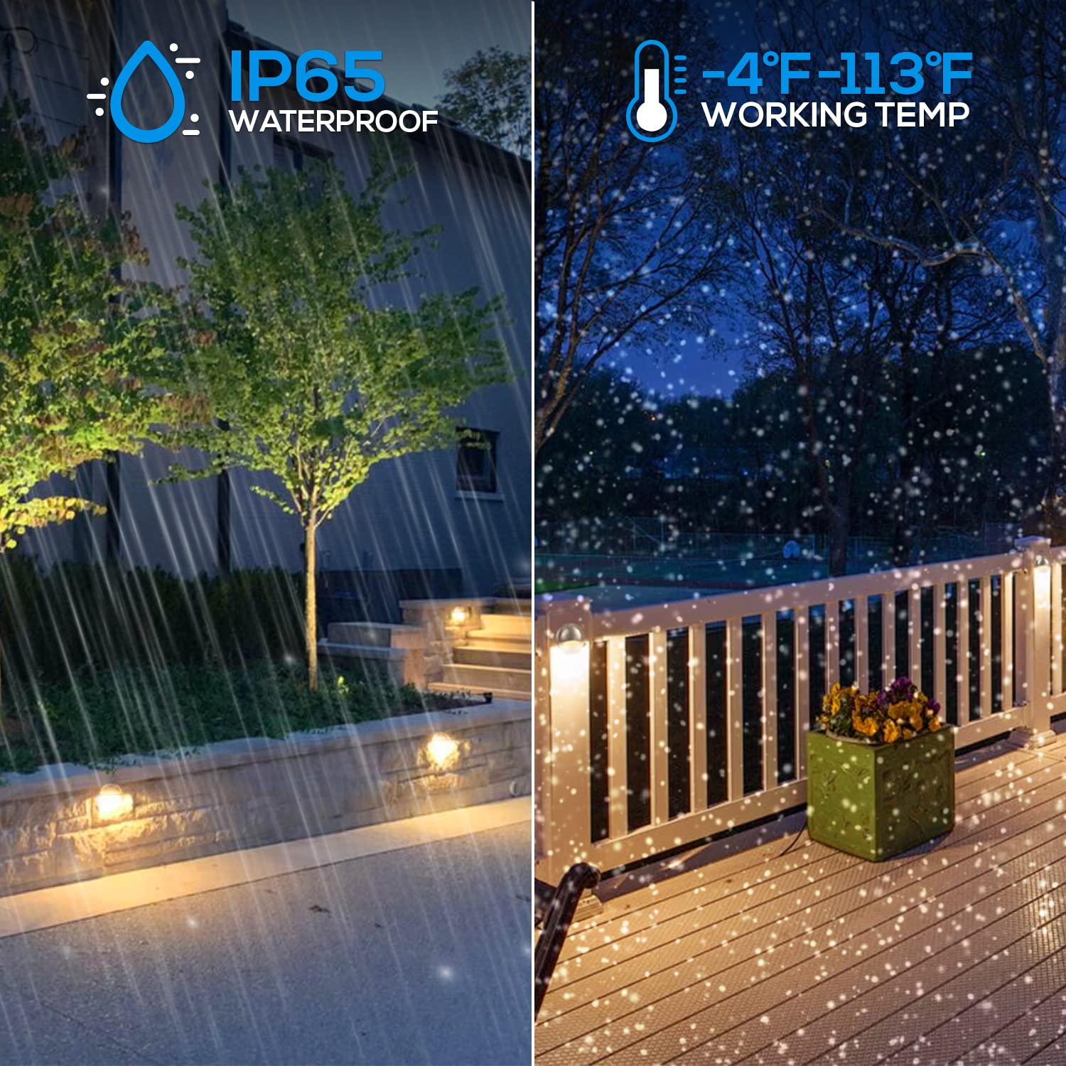 LEONLITE LED Deck Lights, 4.09in Landscape Step Railing Light, 170LM, 12-36V, Aluminum, Satin Nickel, 3000K, Model A