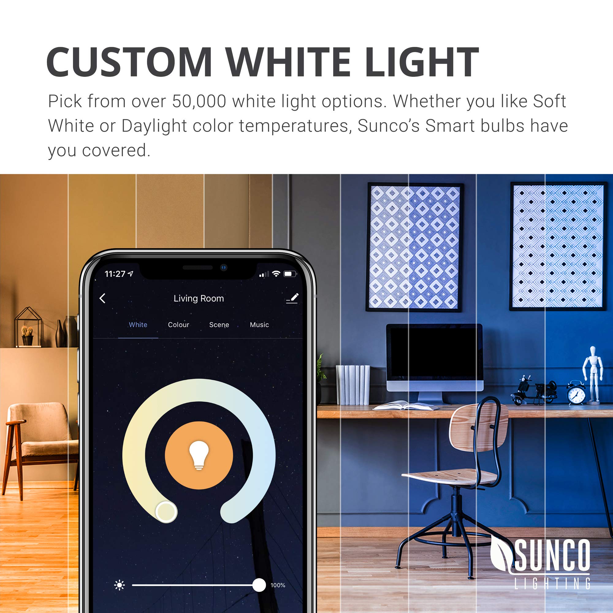 Sunco Smart Globe Bulbs G25 LED, 5W, Color Changing RGBCW, Dimmable, 2 Pack