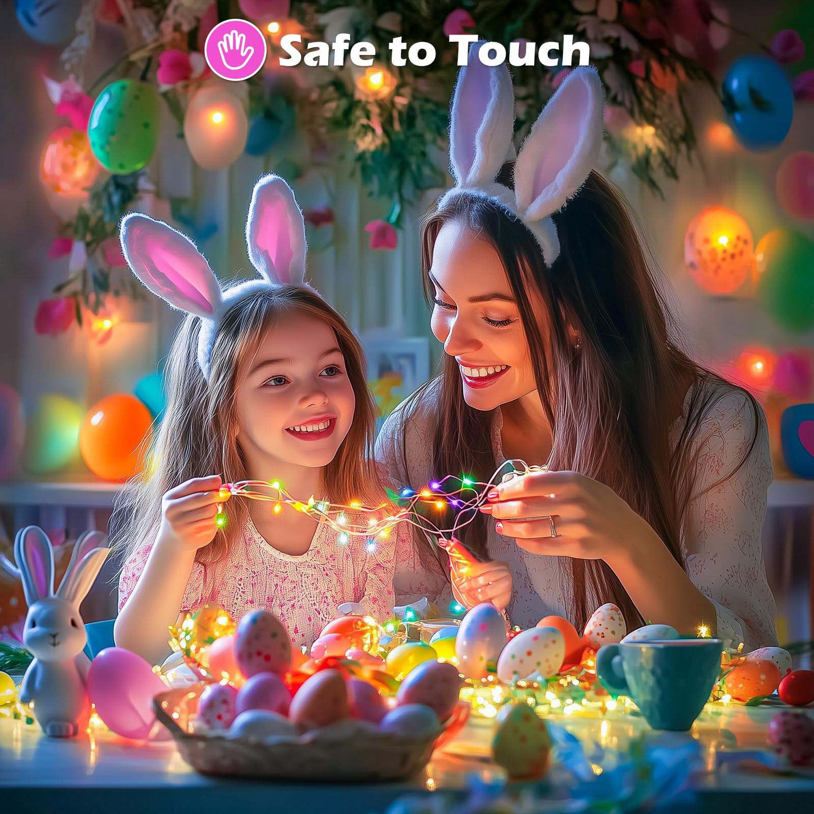 Minetom Fairy Lights Battery Operated, 5 Pack 7 Ft 20 Led Fairy Lights With Timer, String Lights Battery Powered, Silver Wire Easter Fairy Lights For Bedroom Party Wedding Decorations, Pastel