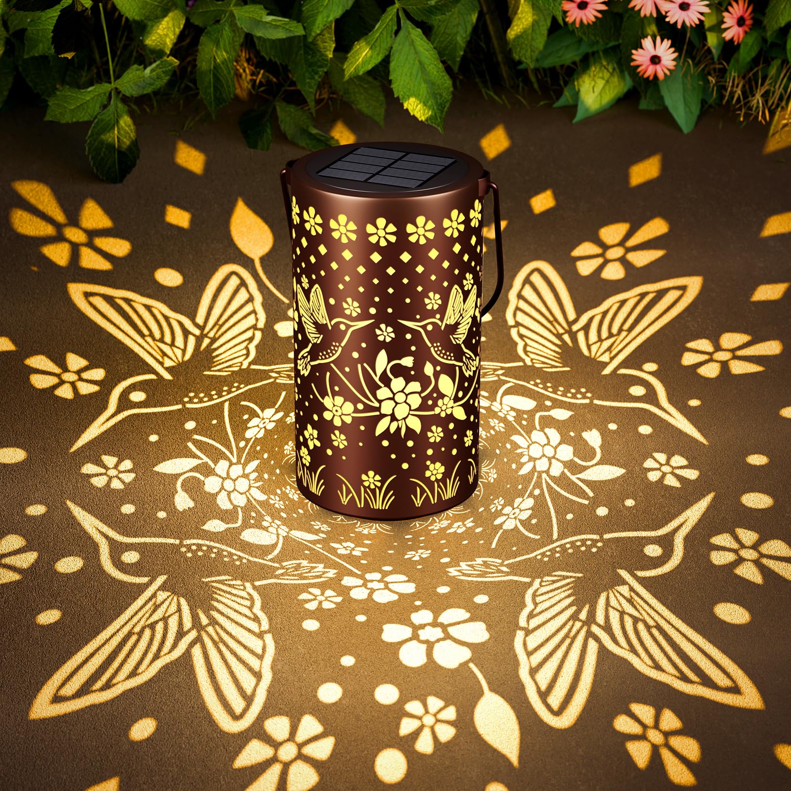 Hummingbird Solar Lanterns Outdoor Waterproof: Mothers Day Gifts for Women Mom Grandma - Decorative Hanging Metal Lanterns for P