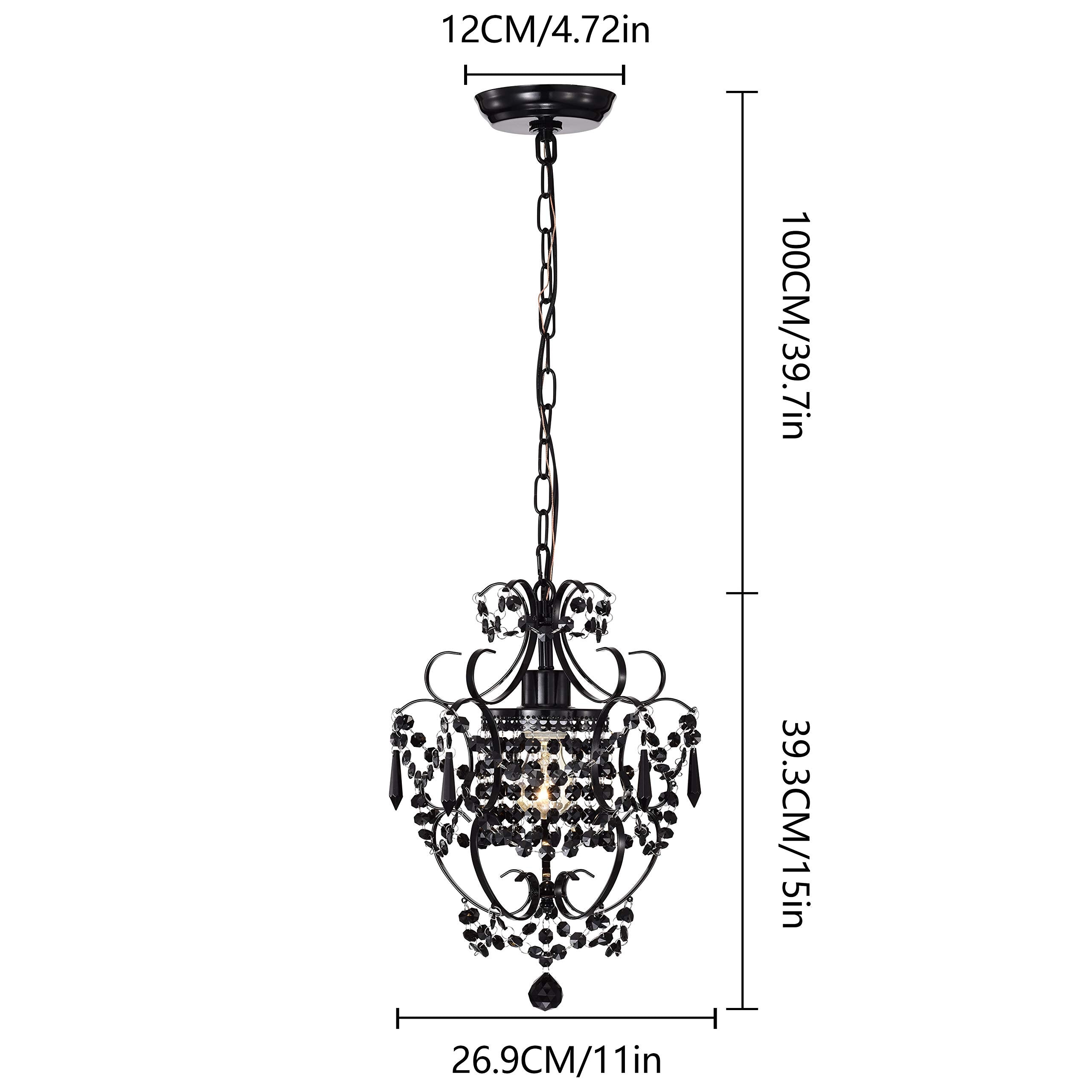 Antique House Black Chandelier Small Crystal Chandelier Lighting Modern Mini Hanging Light Fixtures With 1 Light