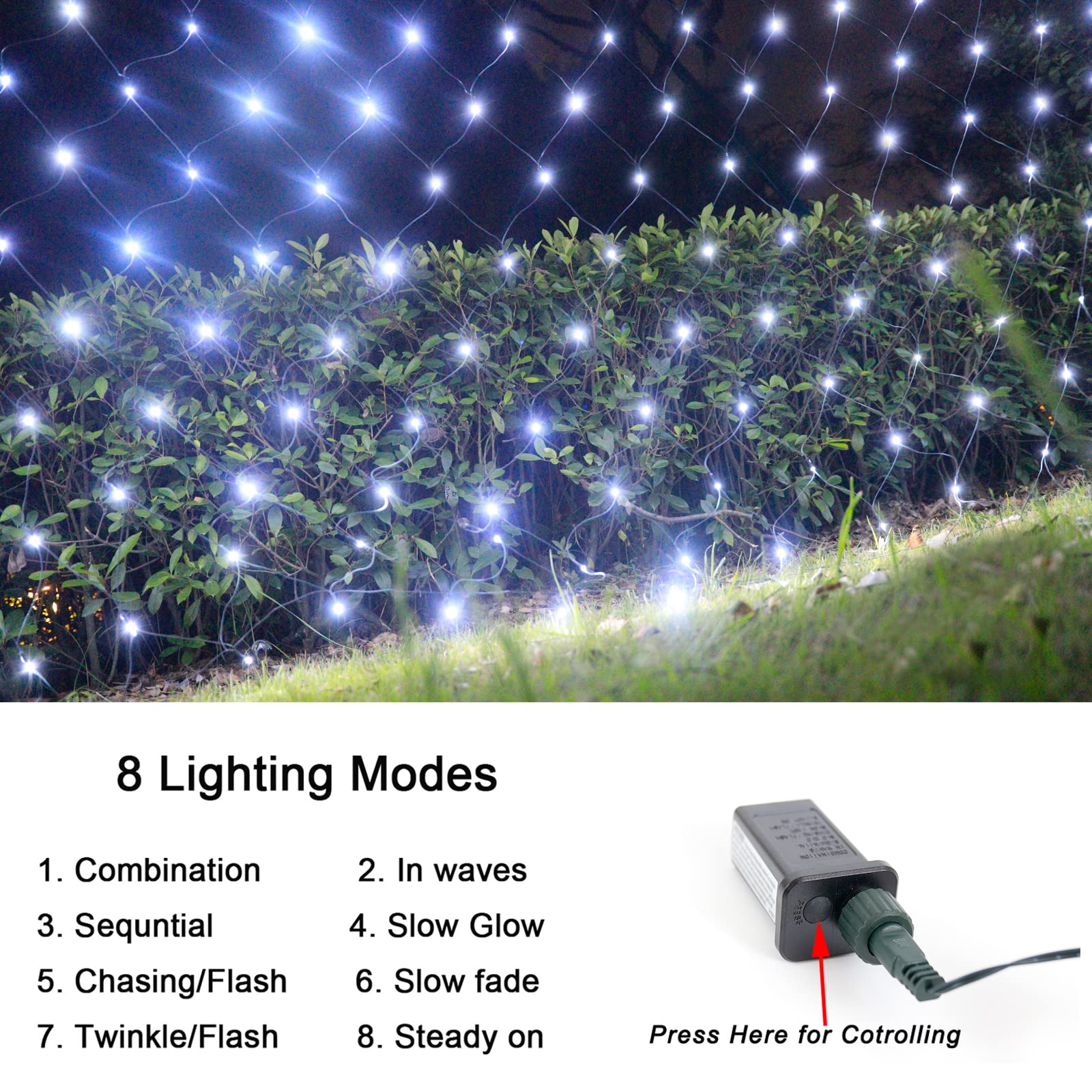 Oycbuzo 300Led White Net Lights, 14.8Ft X 5Ft Connectable Christmas Outdoor String Mesh Lights With 8 Lighting Modes, Waterproof