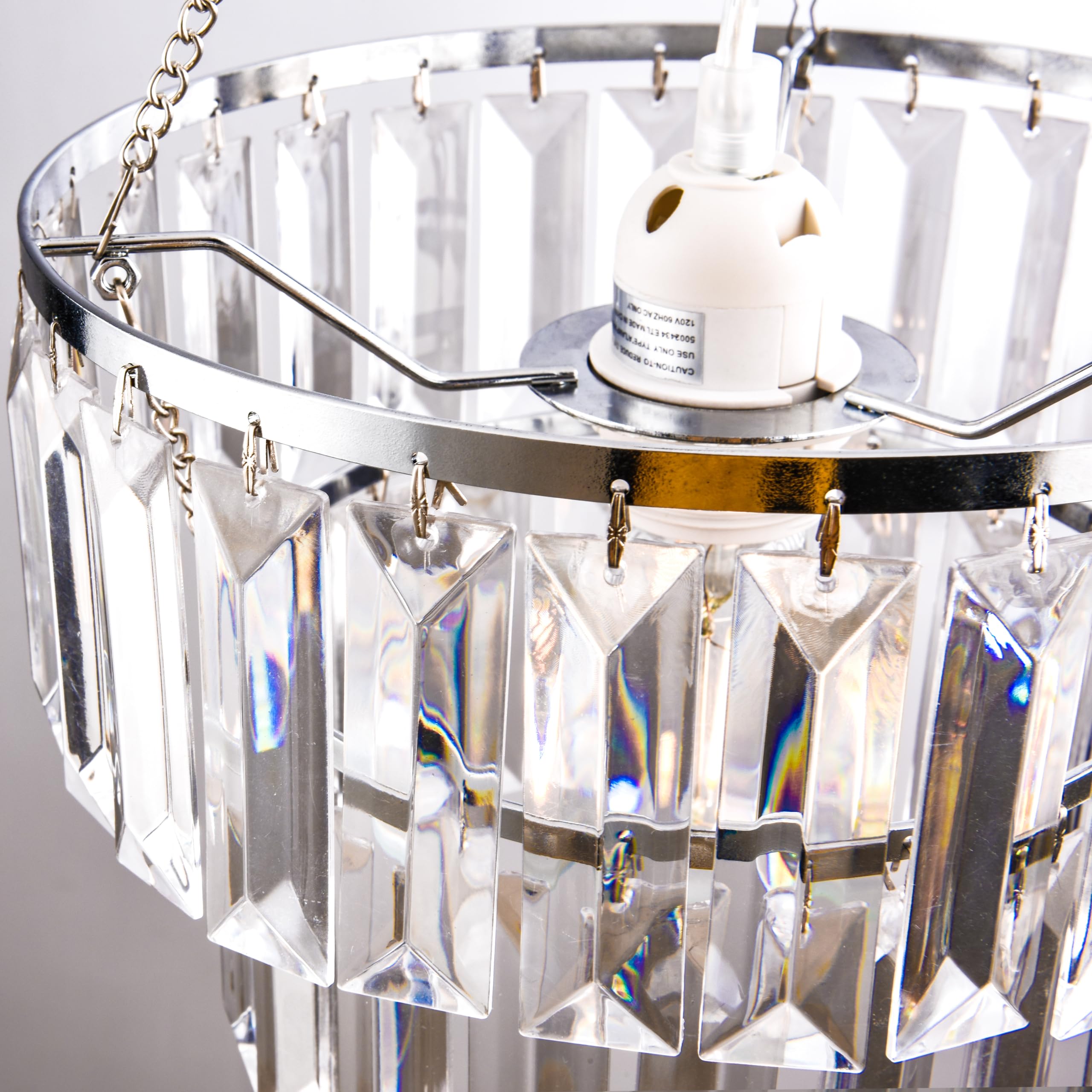 Papaya 2 Tiers Modern Acrylic Crystal Chandelier Shades Clear Crystals Lamp Shade Light Shade Decorative Pendant For Dining Room