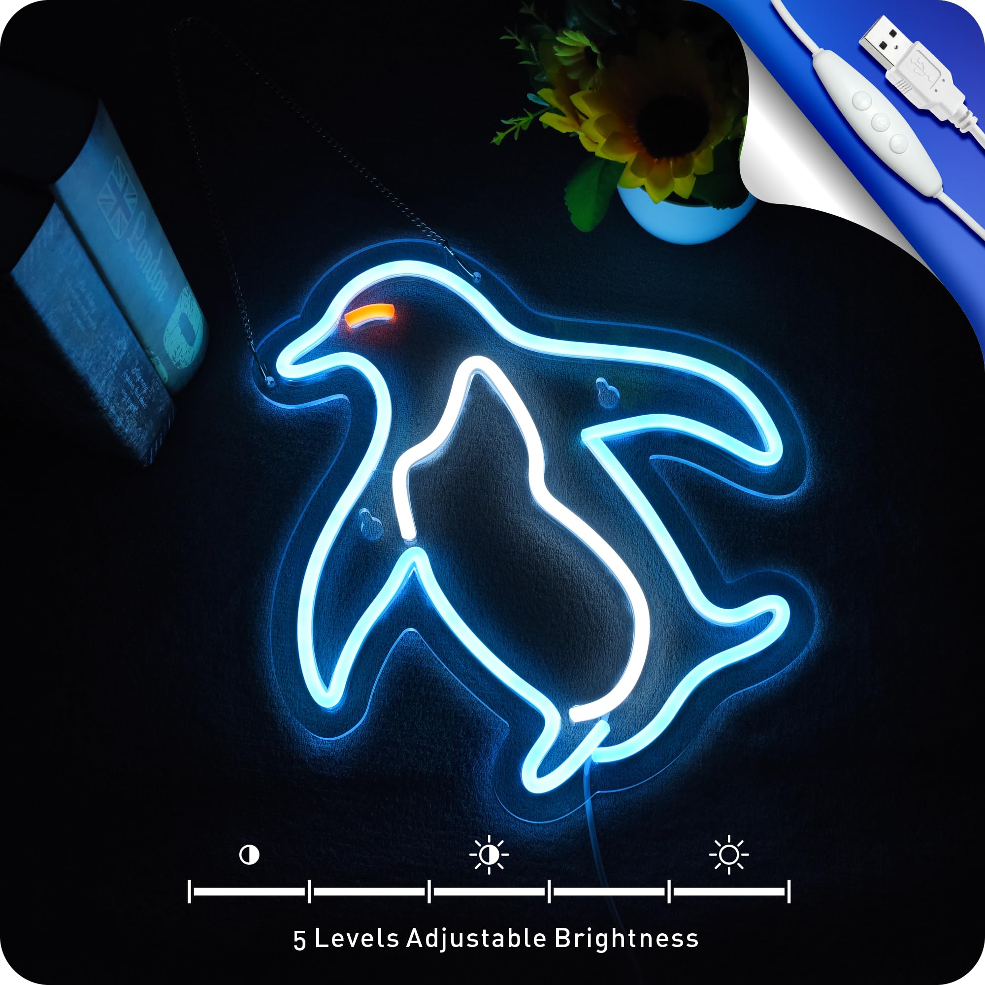 Penguin Neon Signs, Neon Signs For Wall Decor, Usb Led Sign, Penguin Wall Decor For Bar Pub Store Club Garage Bedroom, Home Artwork (Penguin)