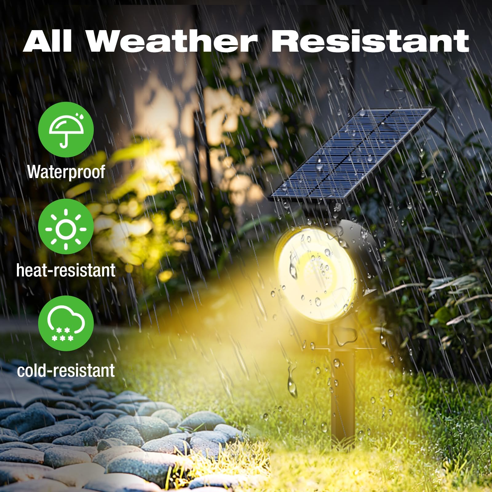 Nipify 1 Pack Solar Spot Lights Outdoor Waterproof With 3 Modes  Solar Spotlight Light For Outside Yard Landscape Lighting Pathway Lights Wall Warm White
