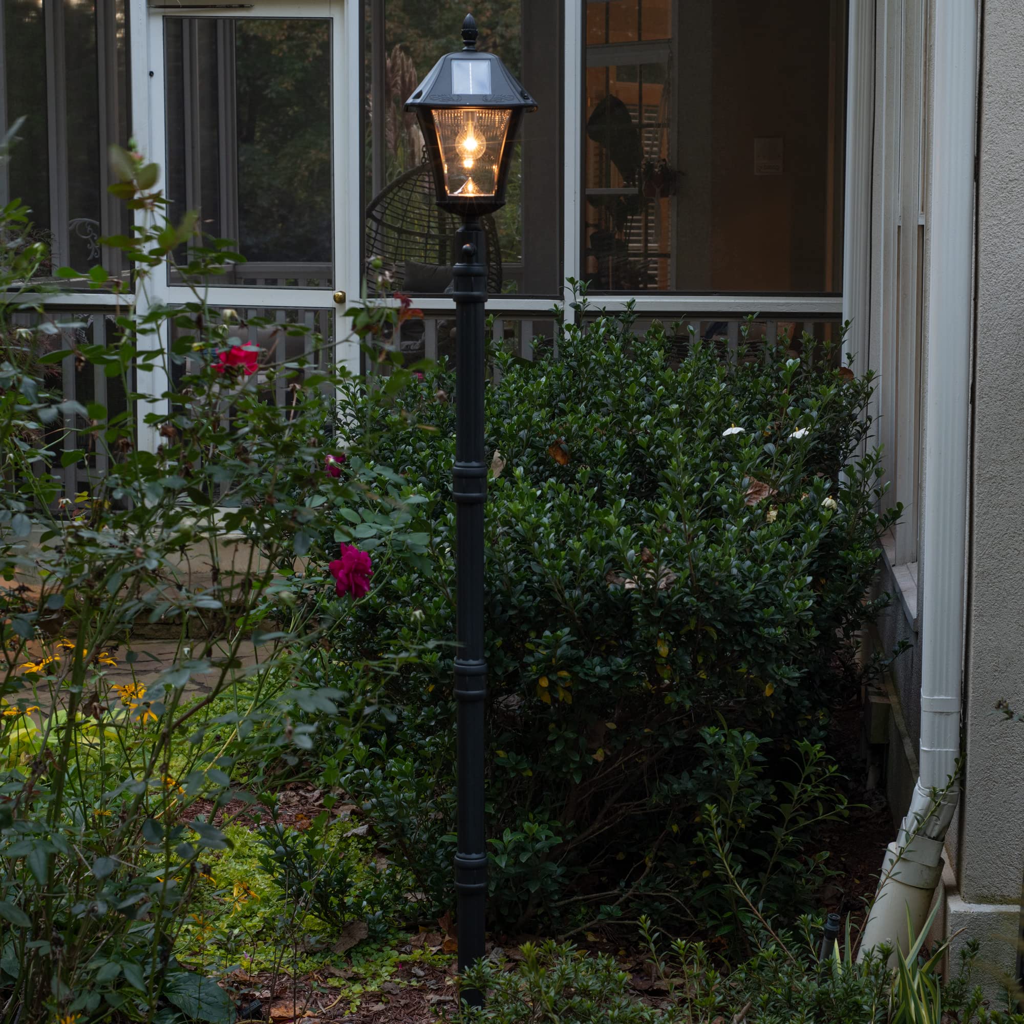 Gama Sonic Baytown II Solar Lamp Post Light Kit, 77-inch, Black Resin, Warm White 2700K, Model GS-105B-SG, 1 Count