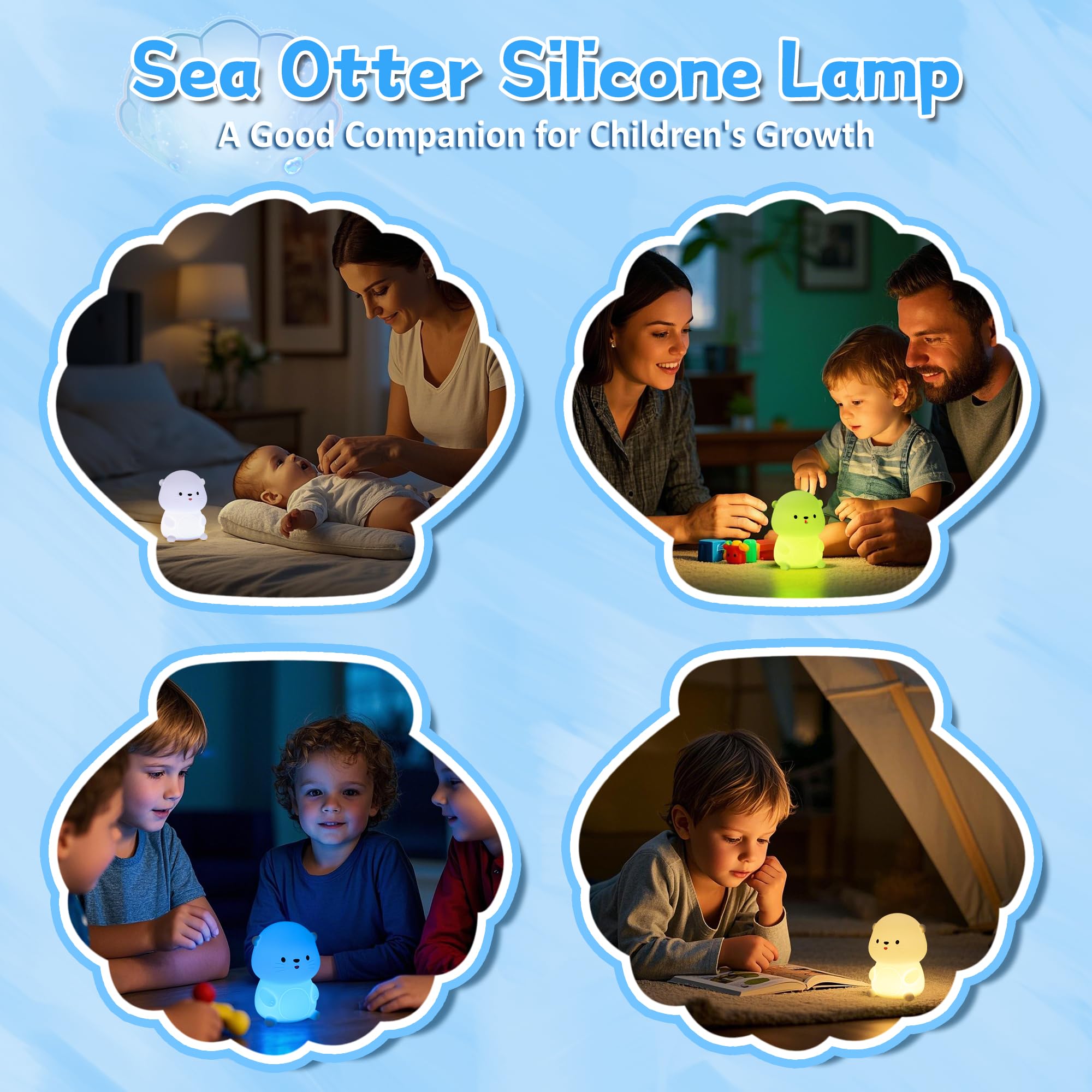 OkiyiD Otter Night Light, Cute Sea Otter Lamp Gifts,Animal Silicone Night Lamp, Cute Room Decor Night Light Birthday Christmas G