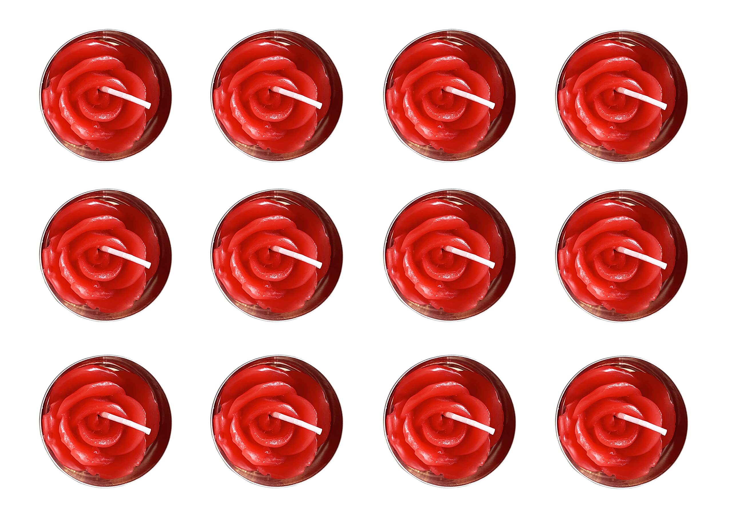 Rose Tealight Candles,12 Pieces Handmade Delicate Flower Candles With 100Pcs Silk Rose Petals,Mini Candle Discs For Weddings,Ann
