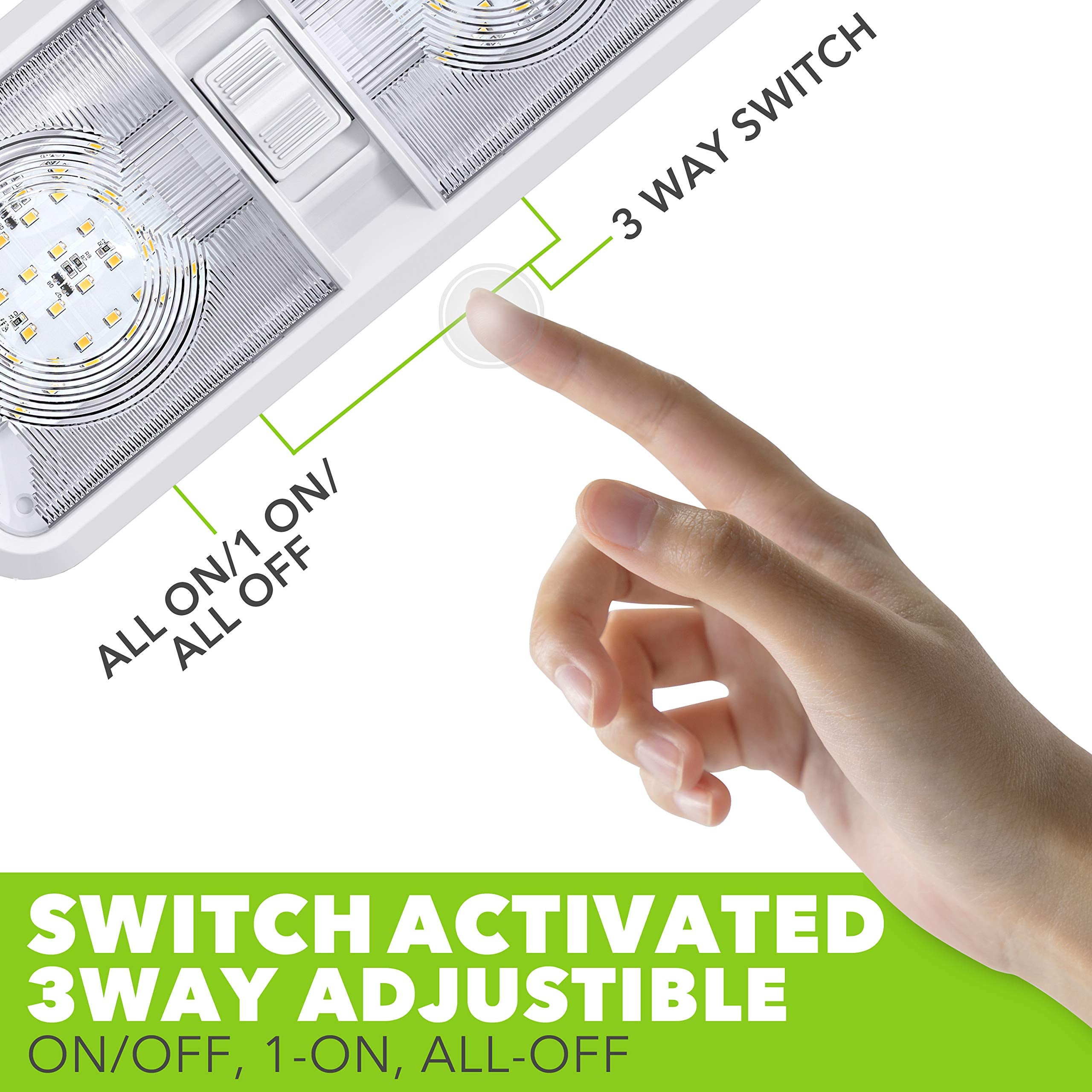 Leisure Led 2 Pack Rv Led Ceiling Double Dome Light Fixture With On/Off Switch Interior Lighting For Car/Rv/Trailer/Camper/Boat