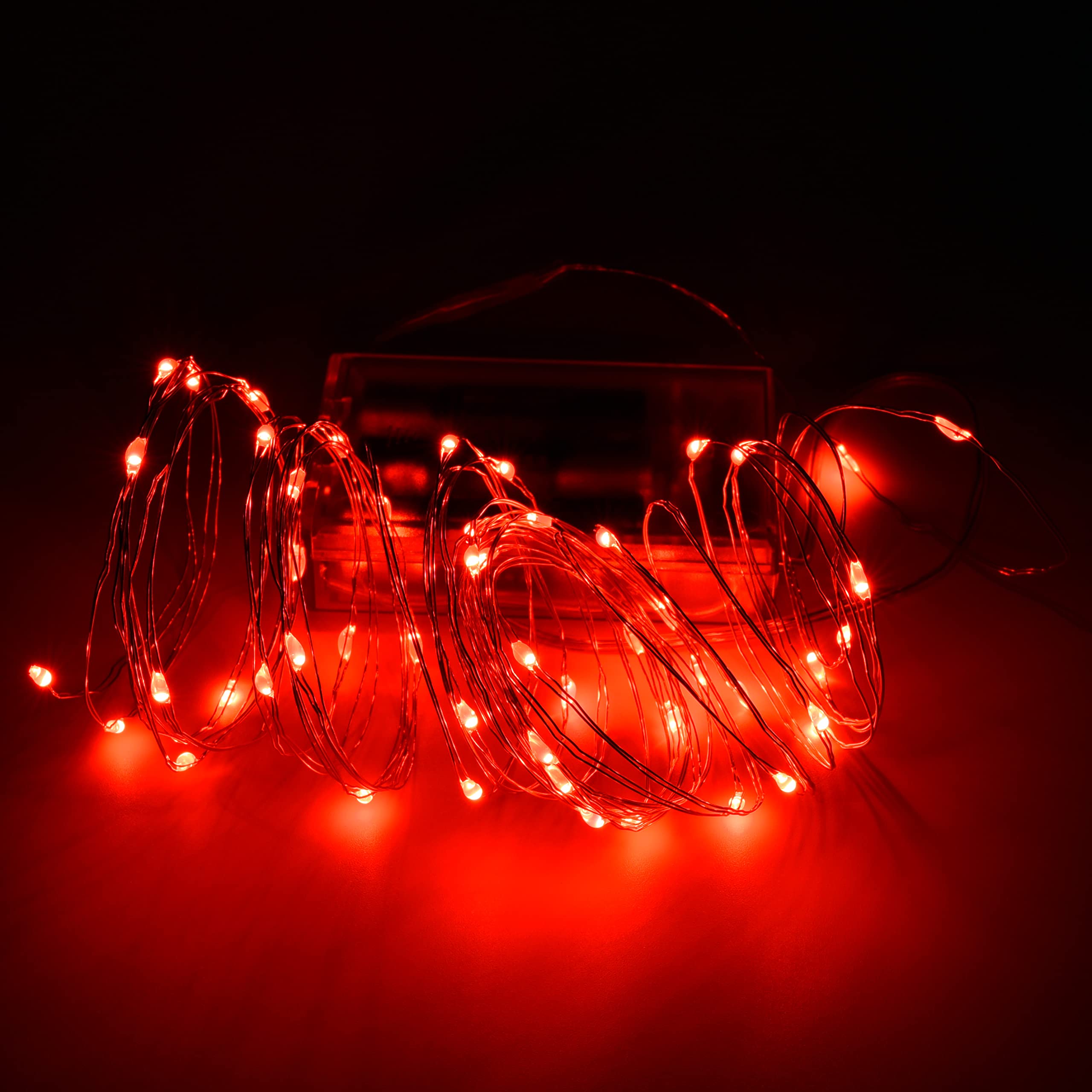 Uhugu Christmas Lights Battery Operated, 16Ft Christmas Lights Battery Operated With 8 Flashing Modes And 8 Hours On 16 Hours Off Timer(Red,1 Pack)