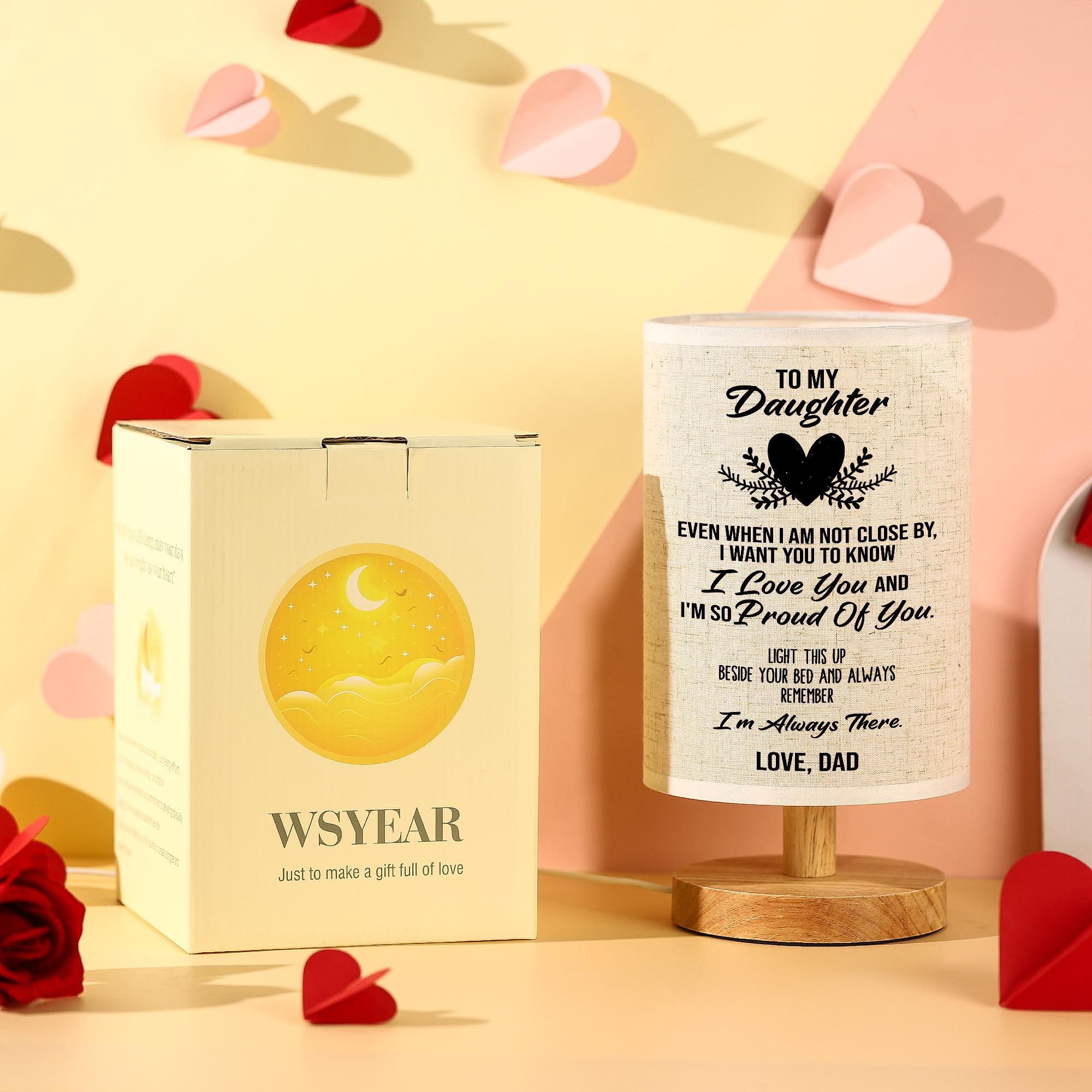 Wsyear Mothers Day Birthday Gifts For Daughter From Dad,To My Daughter Gifts From Dad- Table Lamp Father Daughter Graduation Gif