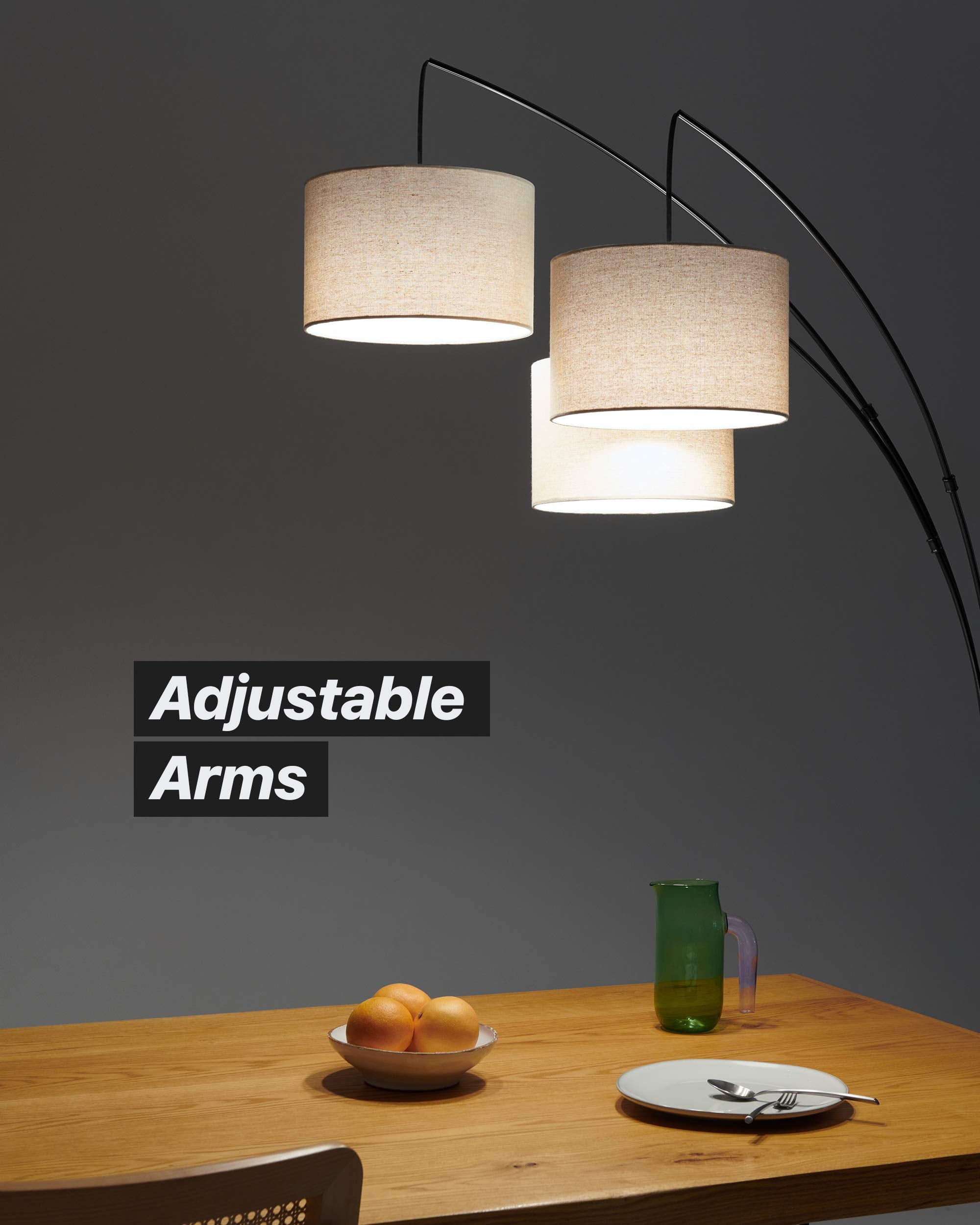 Brightech Trilage Arc Floor Lamp - Multi Head Black Tree Lamp for Living Room & Bedroom, Model 3Y-7I6N-JPOQ