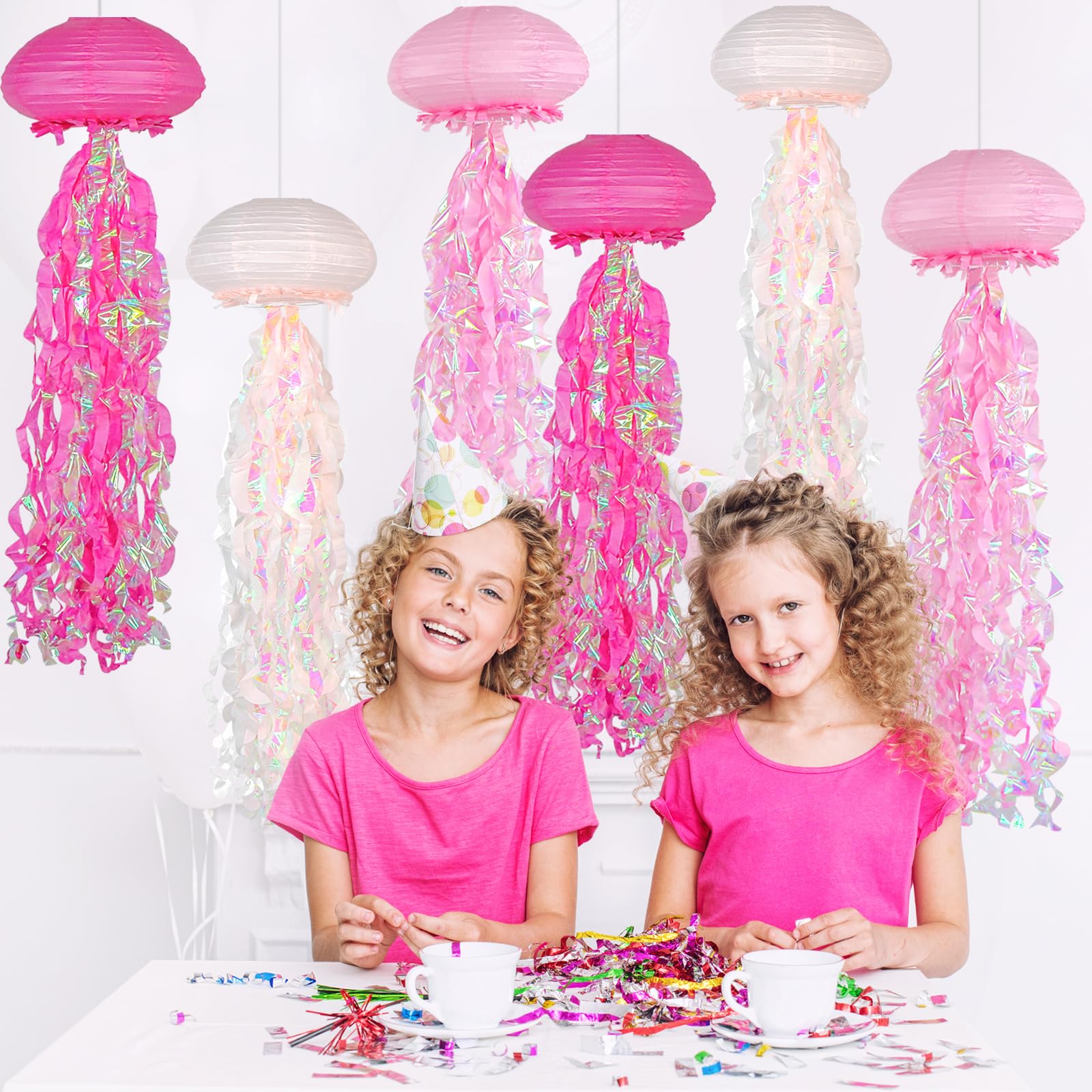 Adlkgg Jelly Fish Paper Lanterns, Under The Sea Party Decortions, 6Pcs Hanging Medusa Paper Lantern For Mermaid Underwater World