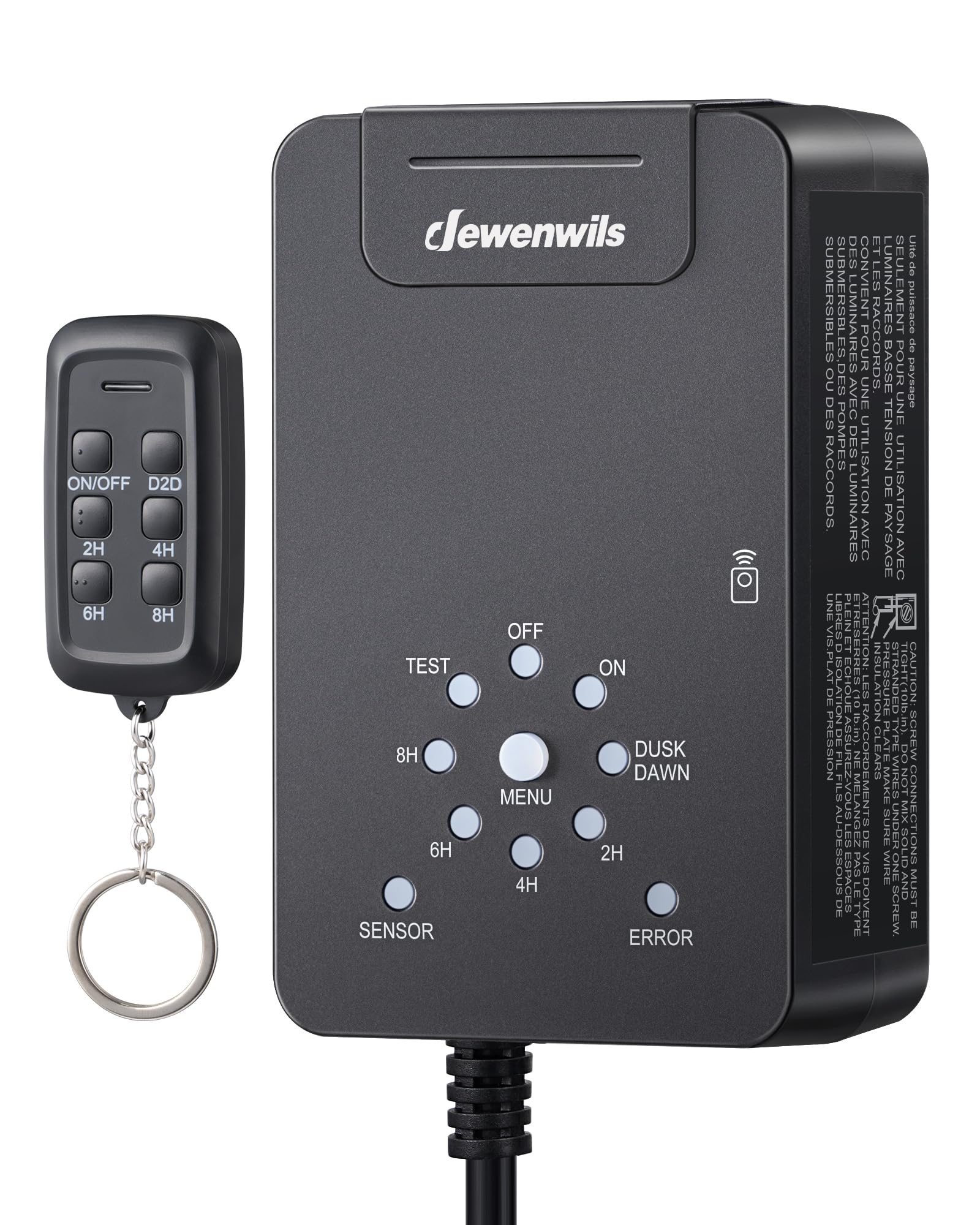 DEWENWILS 60W Low Voltage Transformer with Remote Control, 120V AC to 12V DC, Dusk to Dawn Sensor & Timer, Weatherproof Low Volt