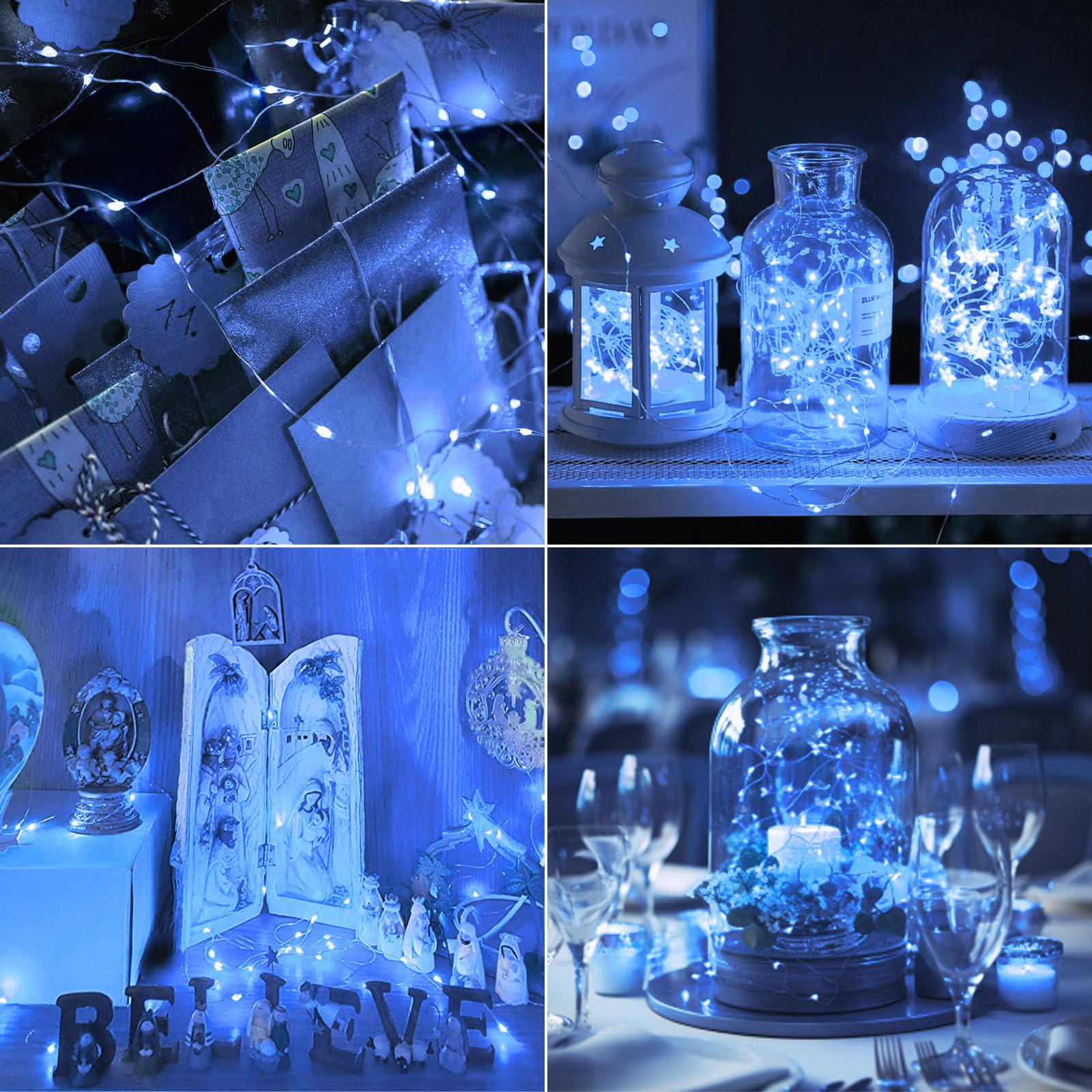 kolpop LED Fairy Lights, 12 Pack Battery Operated Twinkle String Lights, Waterproof for Christmas, Blue