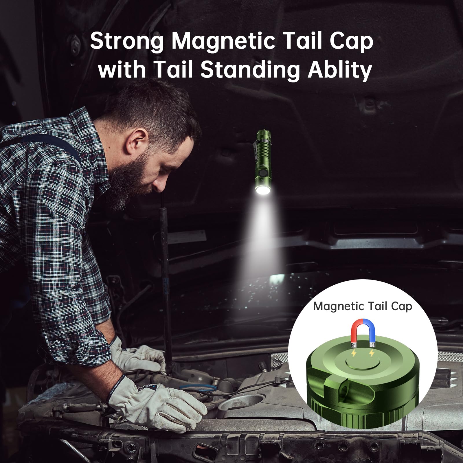 Wurkkos Fc11C Led Flashlights Rechargeable -Small Powerful Edc Flashlight 90Cri 1200 High Lumen, Ip67 Waterproof,Magnetic Tailca