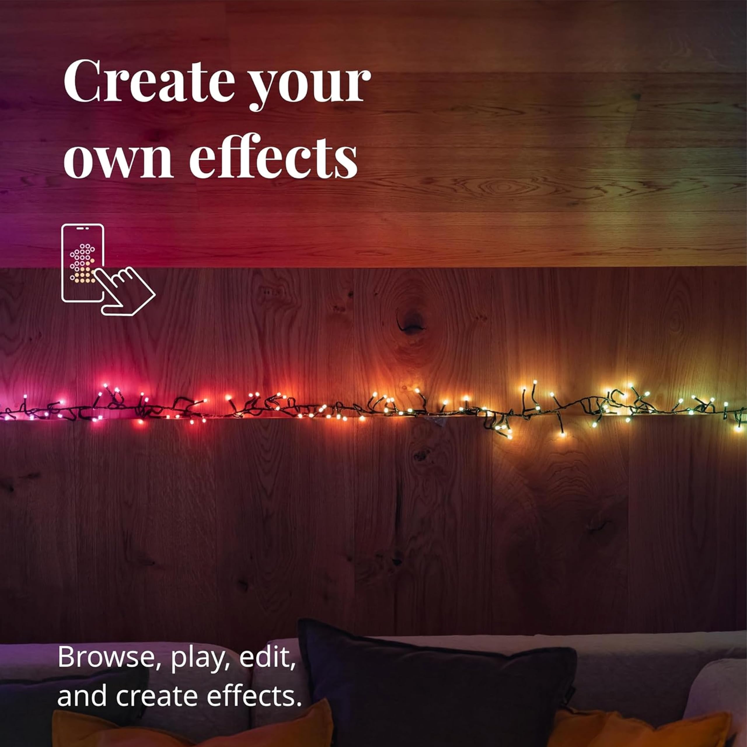 Twinkly RGB LED String Lights, 19.7ft, 400 Lights, Smart Home Compatible, IP44, Green Wire, Model TWC400STP-GUS