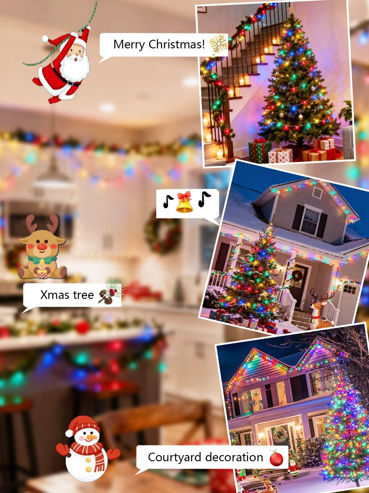 Voice Controlled Christmas Lights With Remote  132 Ft 400 Led String Lights Indoor Outdoor With 12 Modes 3 Timers  Dimmable Twinkle Light Plug In Waterproof For Xmas Tree Party Decor  Multicolor