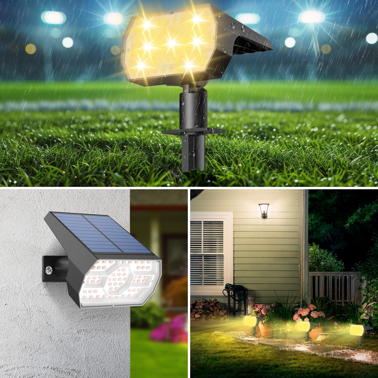Kaxiida Solar Lights Outdoor,Ip68 Waterproof Solar Lights, 6 Pack 56 Led 3 Lighting Modes, Solar Garden & Patio Outdoor Landscap