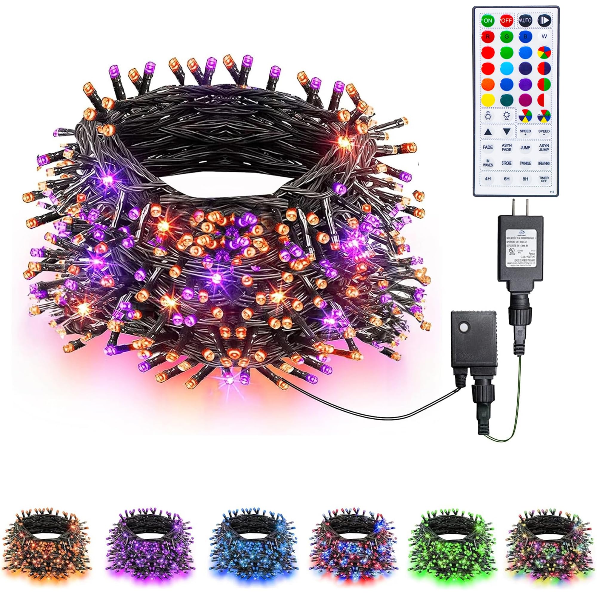 TW SHINE Color Changing Christmas Lights, 66 FT, 200 LED, RGB, Waterproof, Model HB-200COI, for Indoor/Outdoor Decorations
