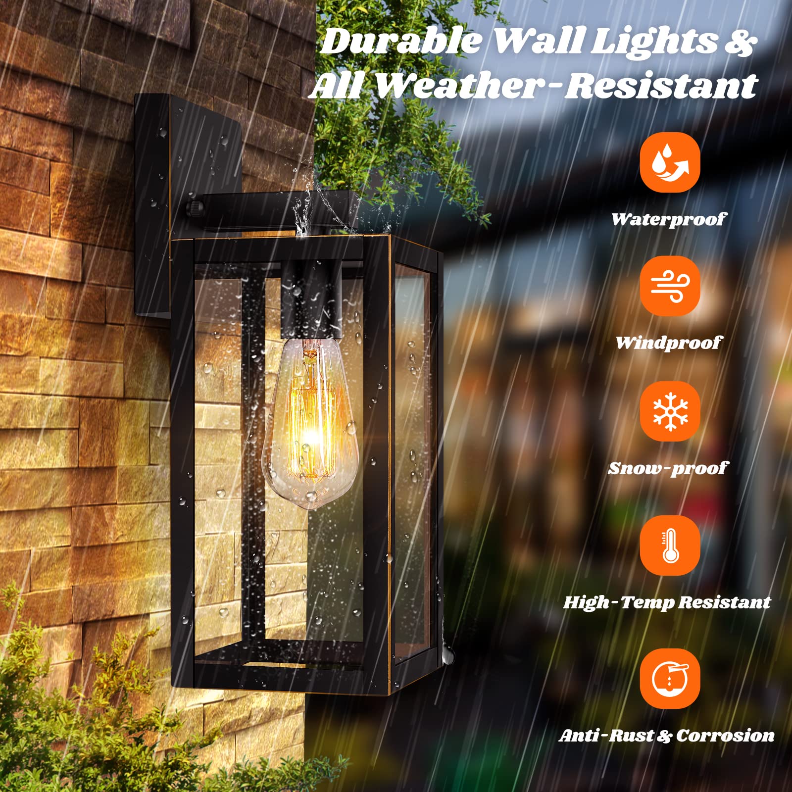 2-Pack Outdoor Lights For House, Waterproof Bronze Exterior Light Fixtures With Clear Glass, Anti-Rust Outside Wall Lanterns Sco