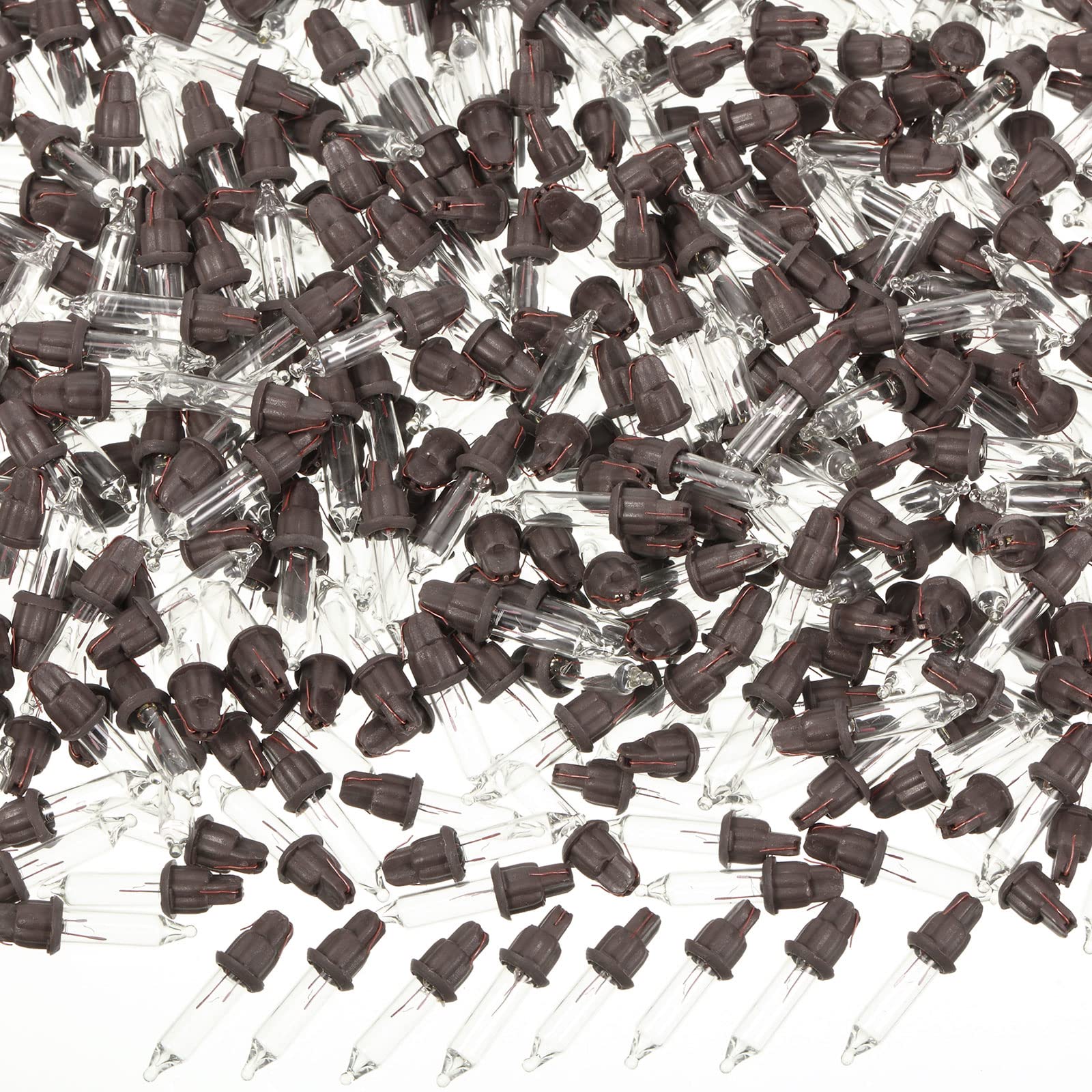 Mudder 100 Pieces 2.5V Replacement Christmas Tree Light Bulbs Mini Incandescent Wire String Lights Replacement Bulbs For Halloween  Xmas Tree Decoration  Holiday(Brown Base With Warm White Bulb)