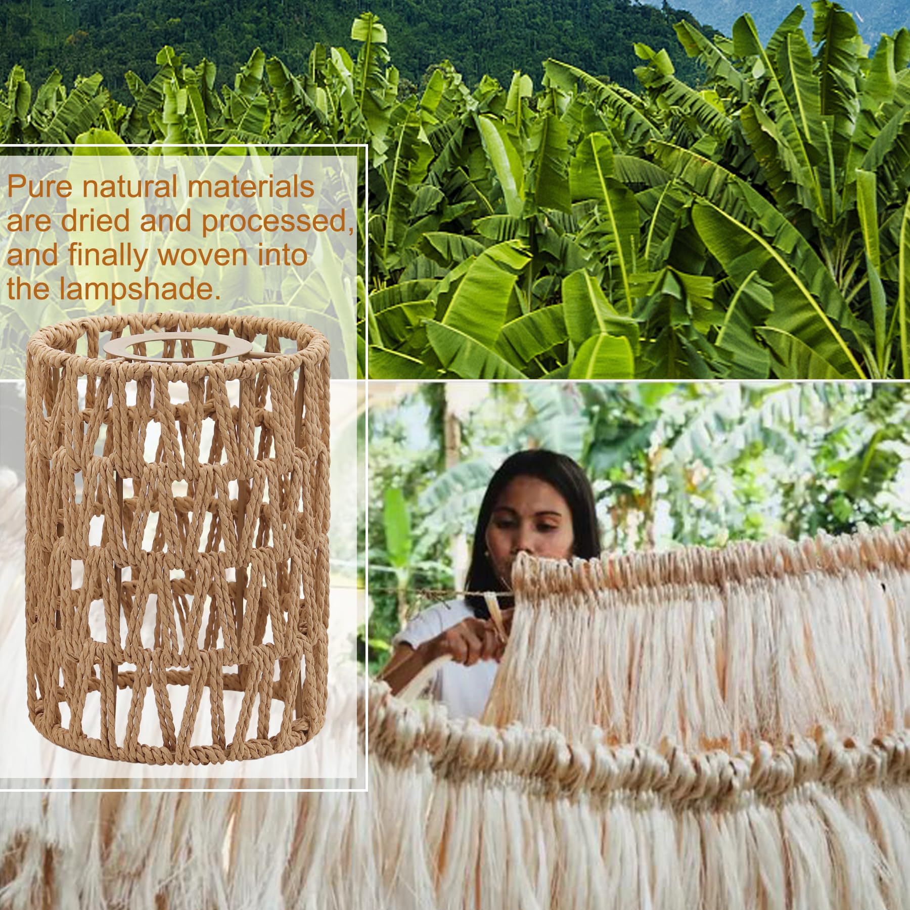 Giutna Rattan Lamp Shade, 4-Pack Retro Small Wicker Lamp Shade Replacement, Boho Woven Pendant Light Lampshade Cover For Chandel