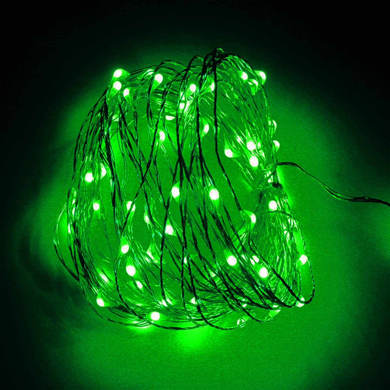 Twinkle Star 33FT 100 LED Silver Wire String Lights, St Patricks Day Fairy Lights Battery Operated LED String Lights for Christm