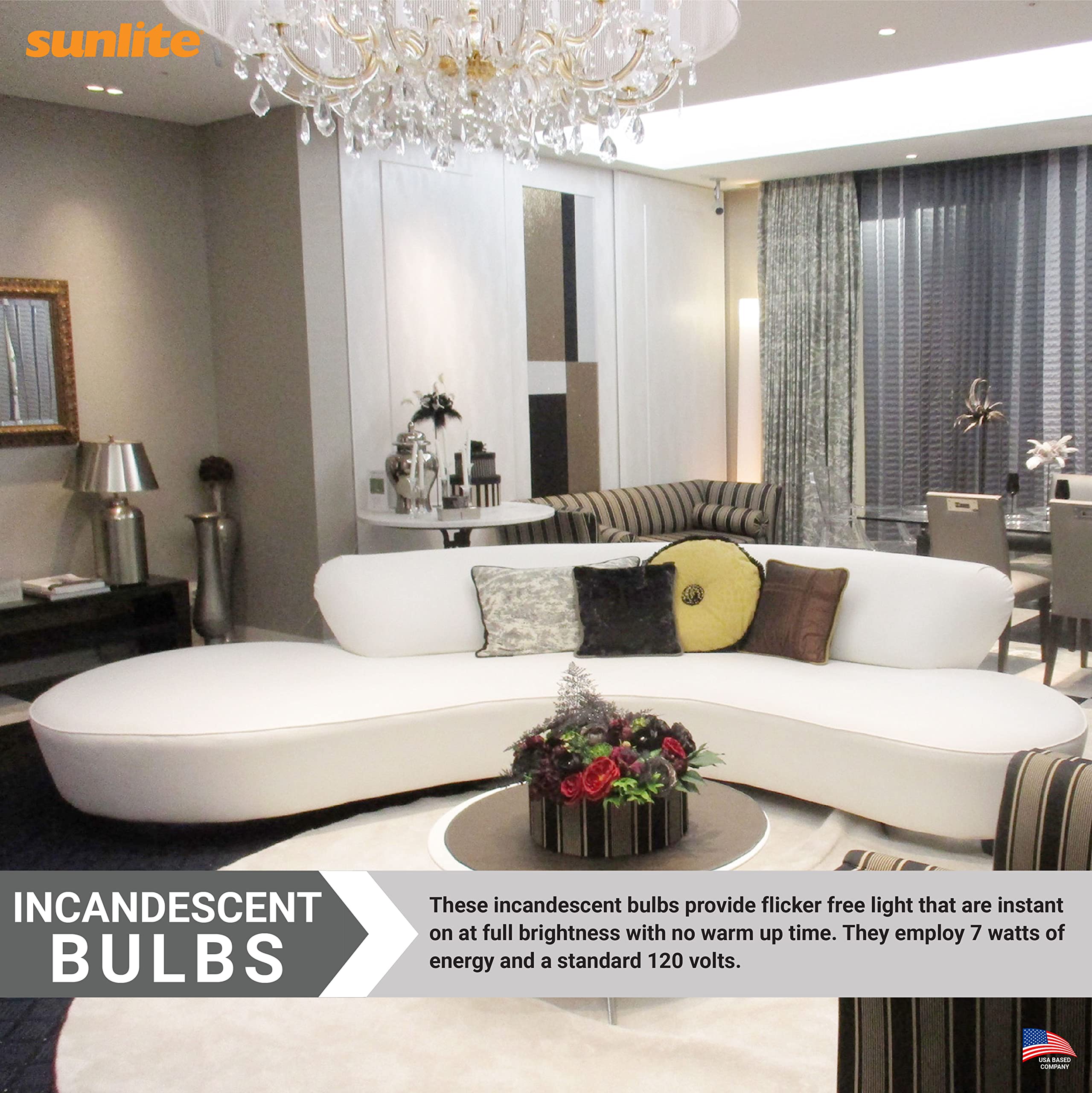 Sunlite 01303-SU Incandescent C9 Colored Bulbs, Holiday Decorative Bulb 7 Watts, E17 Intermediate Base, Christmas-Lights Nightli