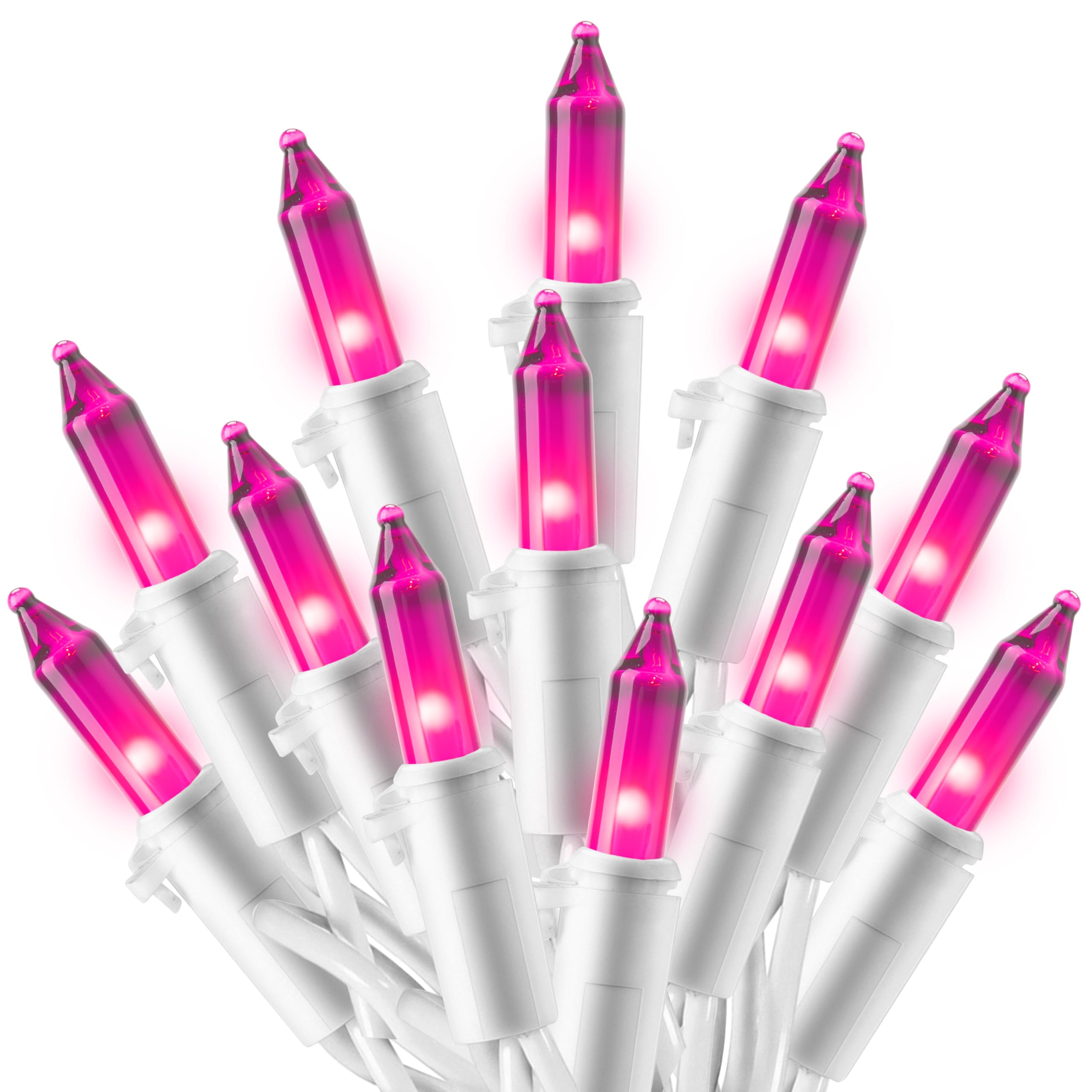 Joiedomi Christmas String Lights Indoor 100 Count Mini Pink Valentines Day Light 21.4 Ft Lighting Decor For Patio Dorm Classroom Holiday Wedding Party Garland Birthday Festival White Wire