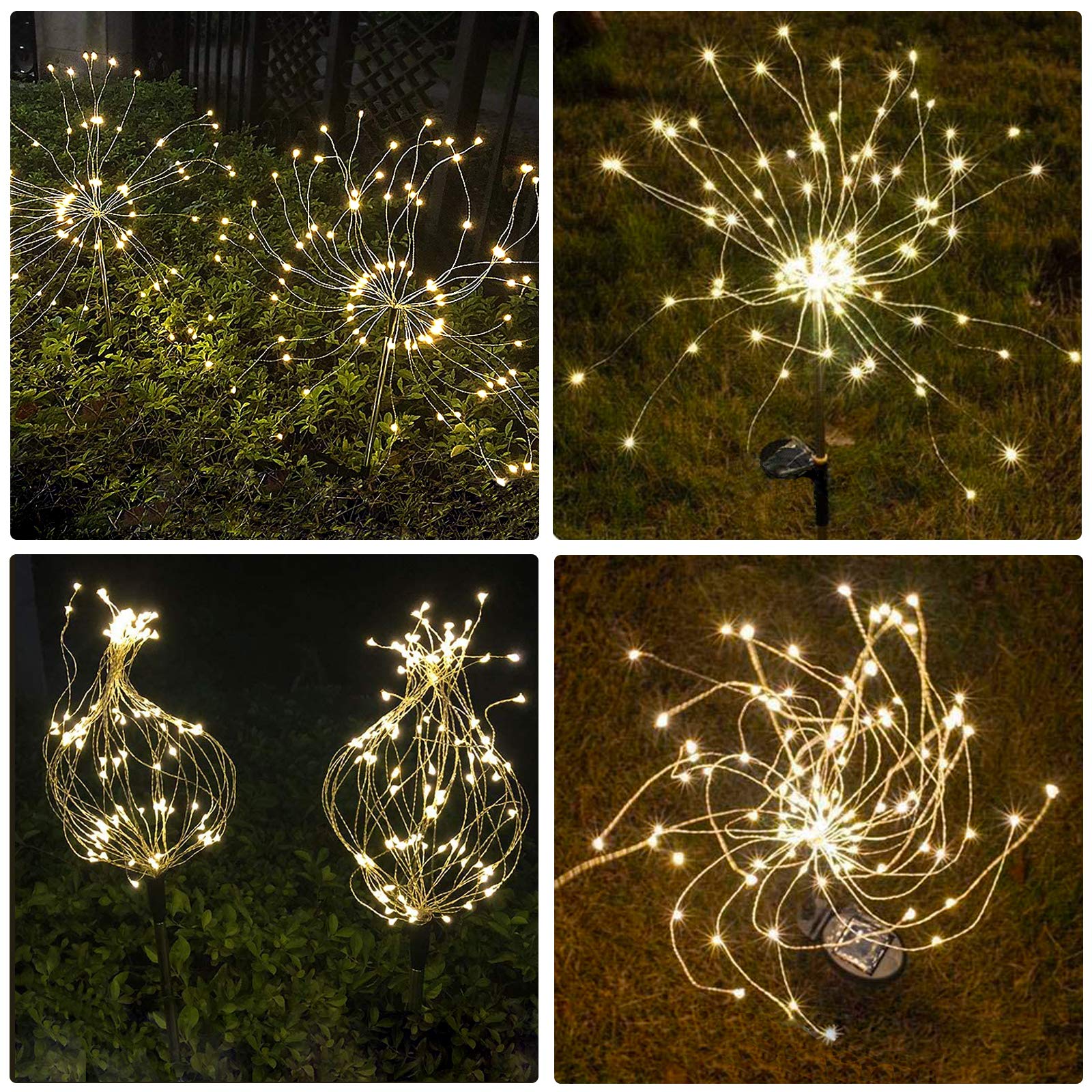 Anordsem Fireworks Lights Outdoor Decorations: Solar Garden Fairy Light Waterproof For Yard Outside Decor - Led Sparklers Firework Sticks Starburst Lighting Patio Pathway Lawn Decorative