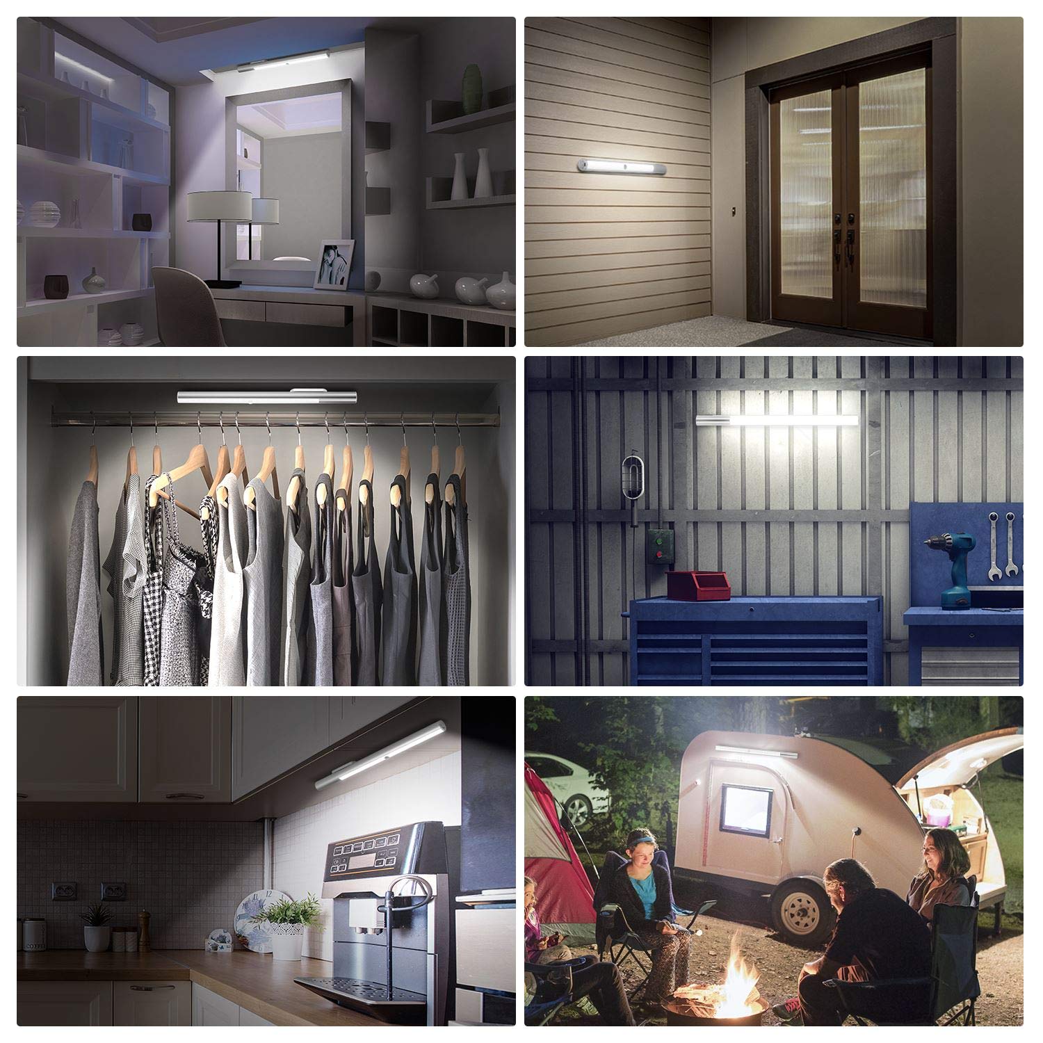 Reoshine Under Cabinet Lights Motion Sensor Light Indoor, Battery Powered Led Lights, 4500Mah Usb C Rechargeable Under Cabinet Lighting Wireless, 6000K Cool White, 180 Days Battery Time (2 Pack)