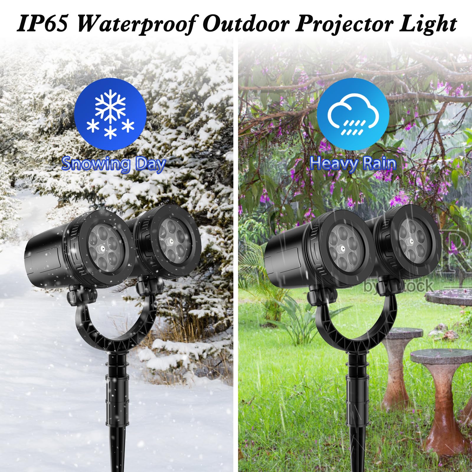 Snowflake Christmas Projector Light Outdoor - 2024 Upgraded Double Head Projection Design, Ip65 Waterproof Led Christmas Light Projector For Xmas Holiday Party Patio Garden Yard Decoration