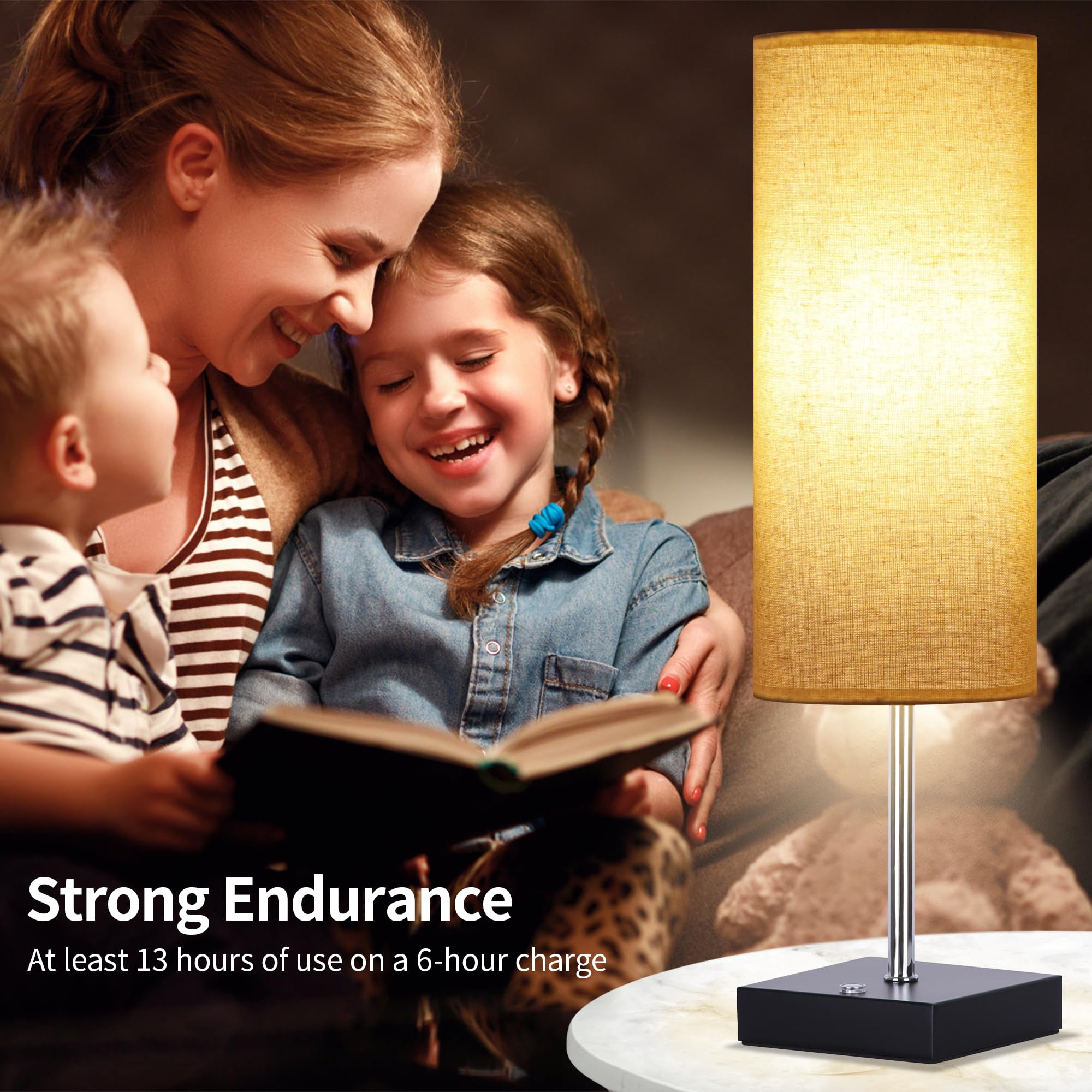 AVV Cordless Table Lamp, 5000mAh Battery, Touch Control, 18 Inch, Beige, Model RD-BTL4W-001