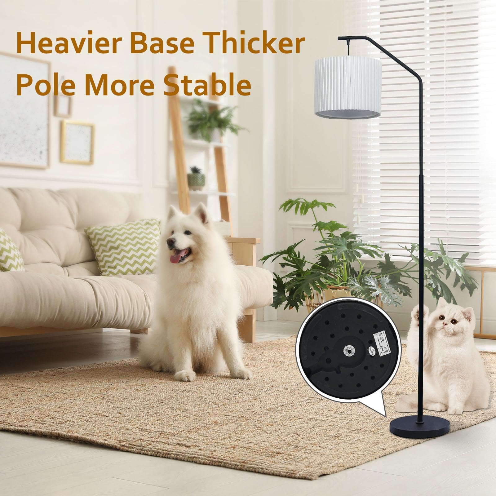 68&quot;Floor Lamp,9W Led Edison Bulbs Included Adjustable Lamp Head Standing Lamp With Foot Switch With Pleated Lampshade, Tall Floor Lamp Reading For Living Room Bedroom Office Classroom Dorm Room