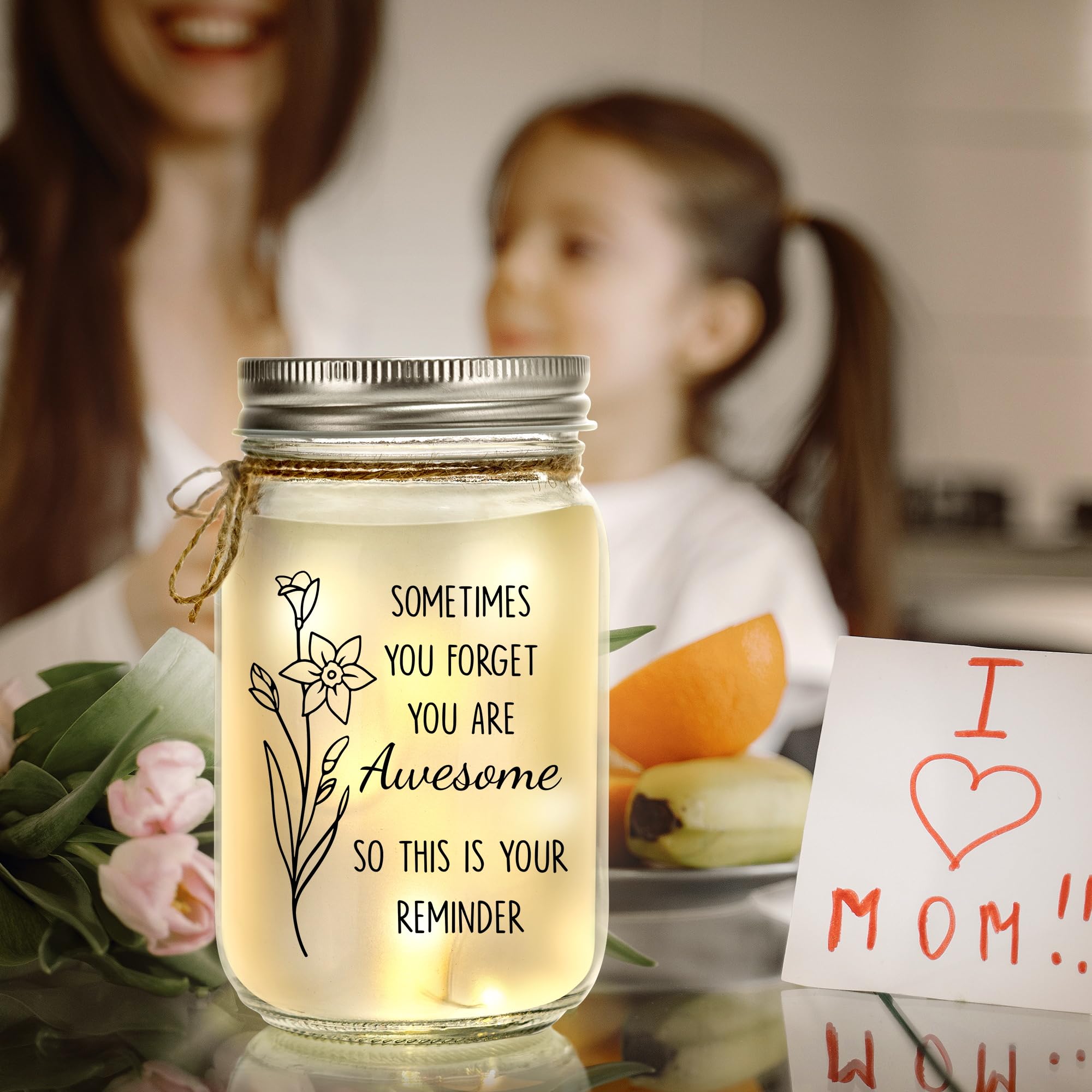 Kenon Mason Jar Gifts For Women, Birthday Gifts For Women, Home Decoration Lights, Personalized Jar Night Light Thank You Christ